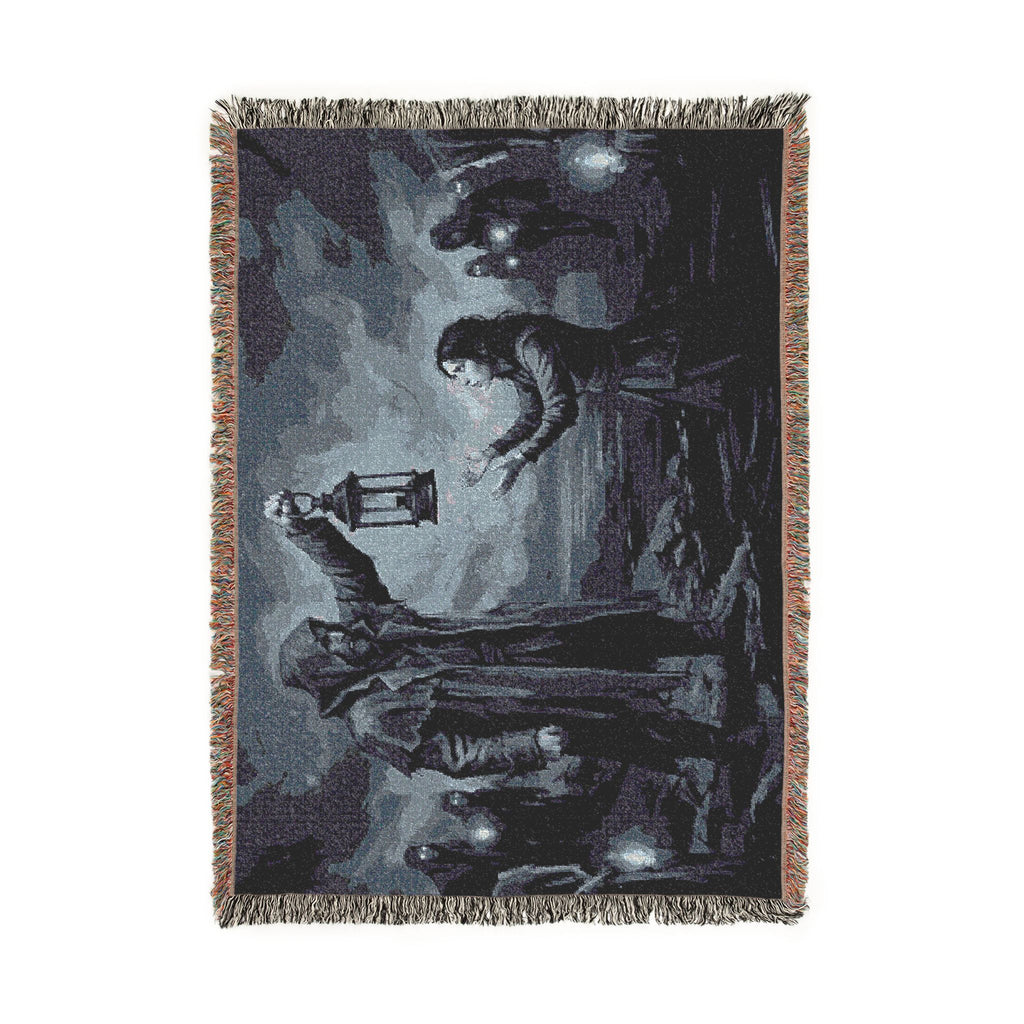 Lantern Light Woven Blanket — Gothic Reaching Hands Occult Throw
