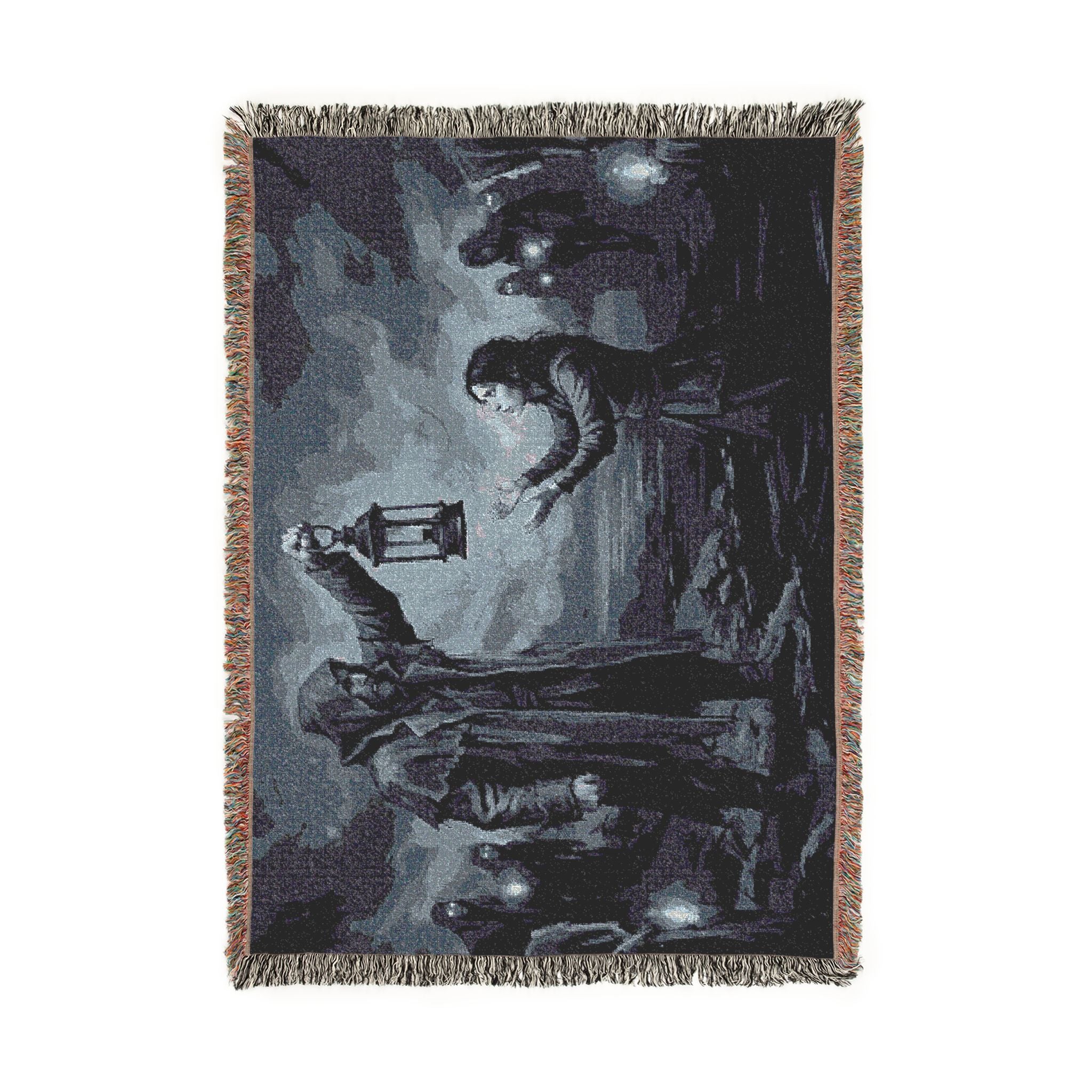 Lantern Light Woven Blanket — Gothic Reaching Hands Occult Throw