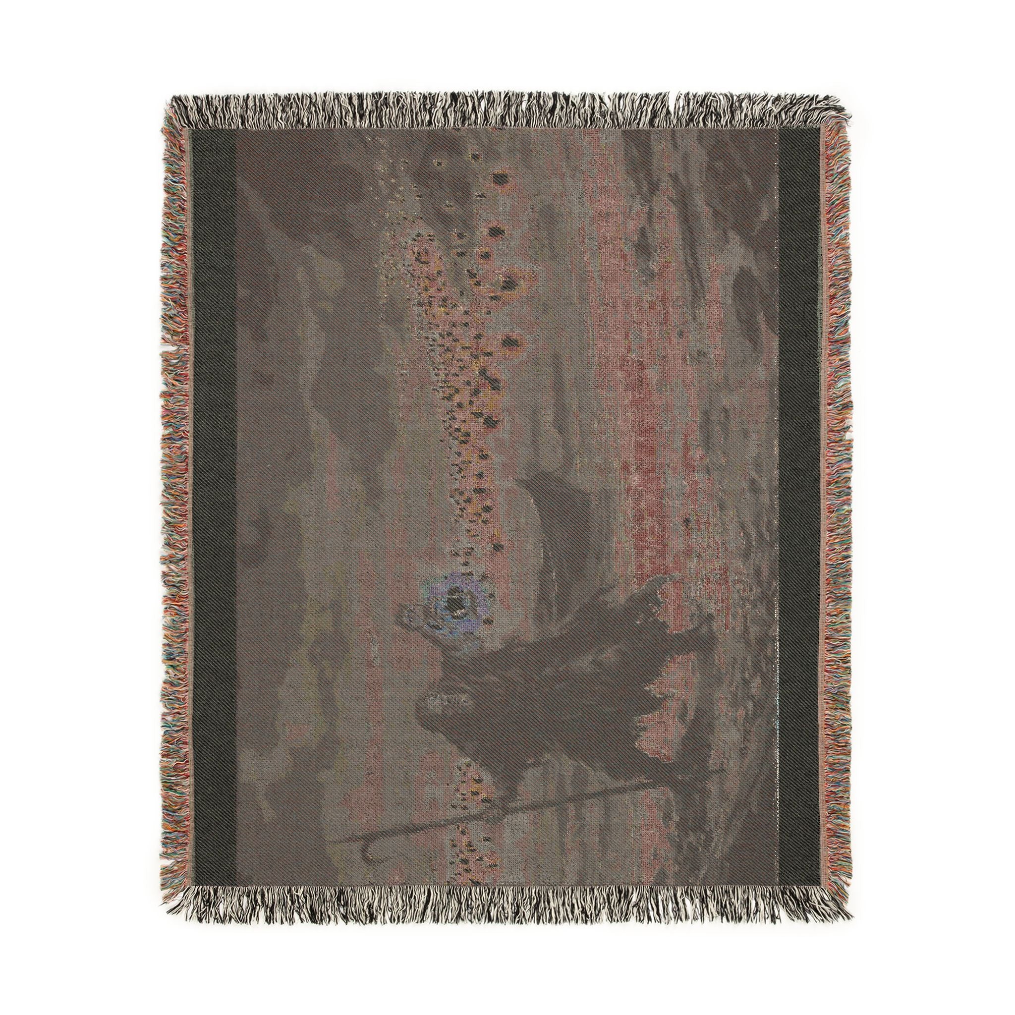 Grim Reaper Lantern Woven Blanket — Gothic Night Cemetery Throw