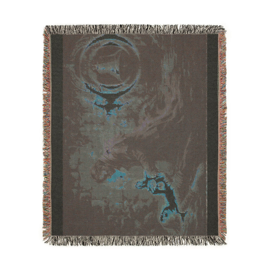 Mystic Bell Woven Blanket — Celtic Raven & Fire Tapestry Throw
