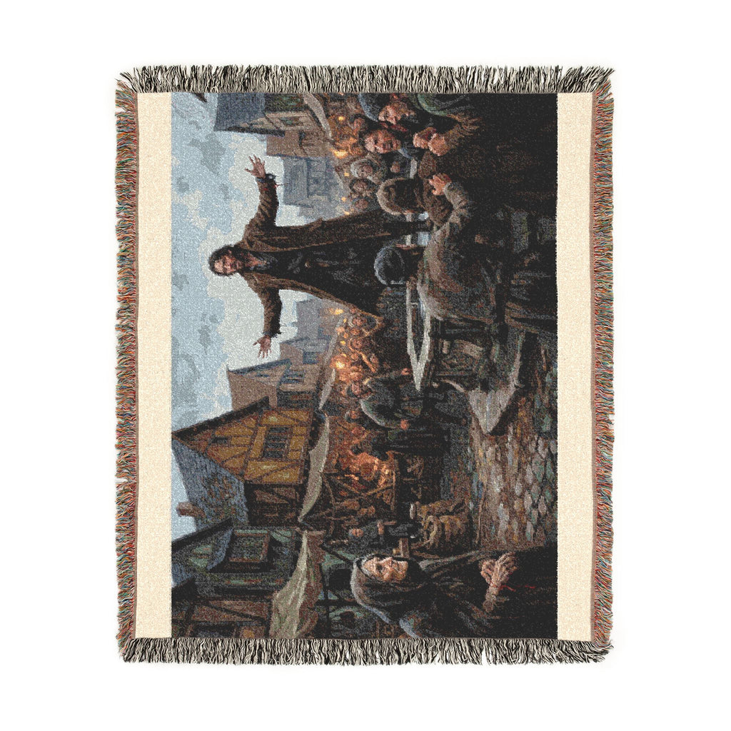 Medieval Town Woven Blanket — Renaissance Dark Fantasy Throw