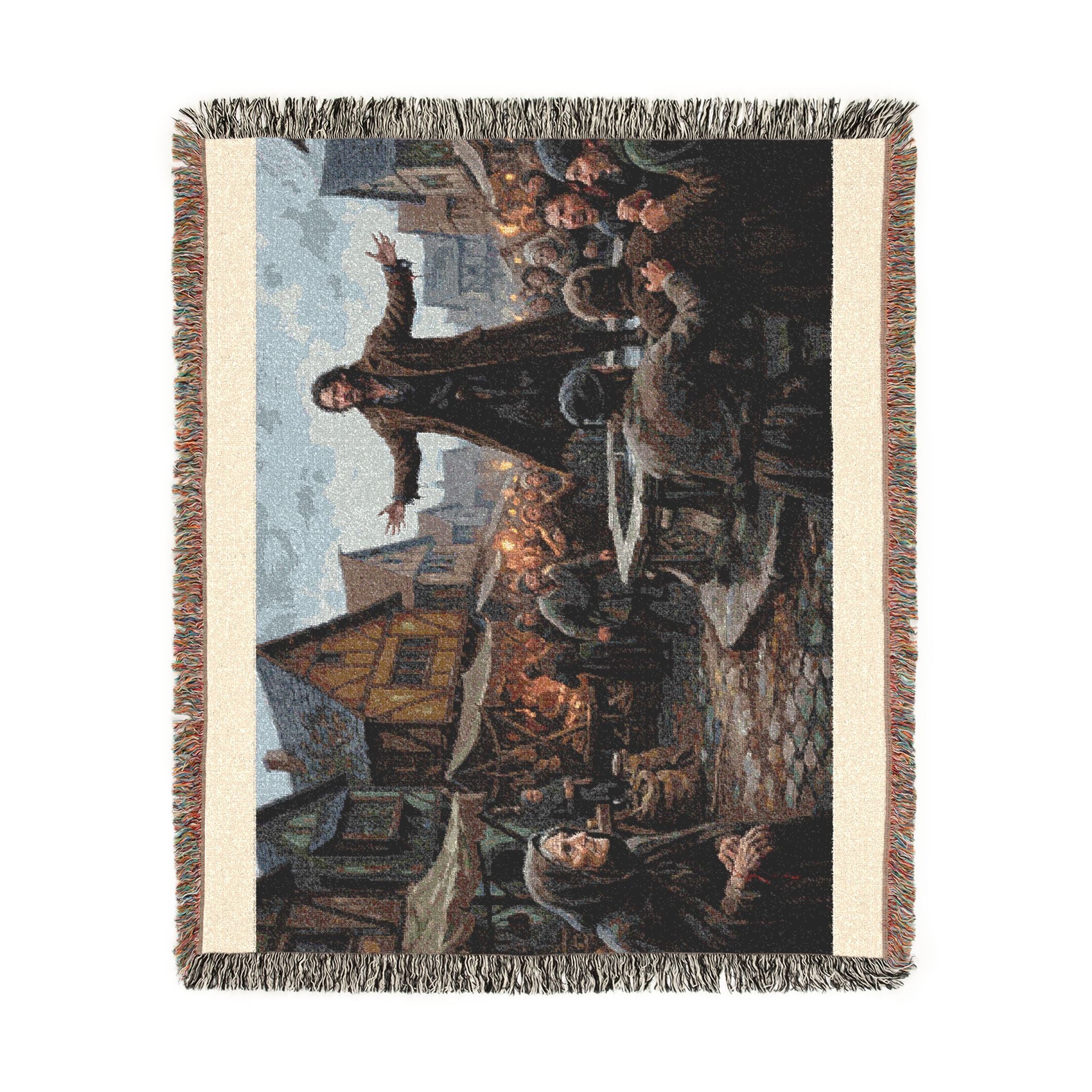 Medieval Town Woven Blanket — Renaissance Dark Fantasy Throw