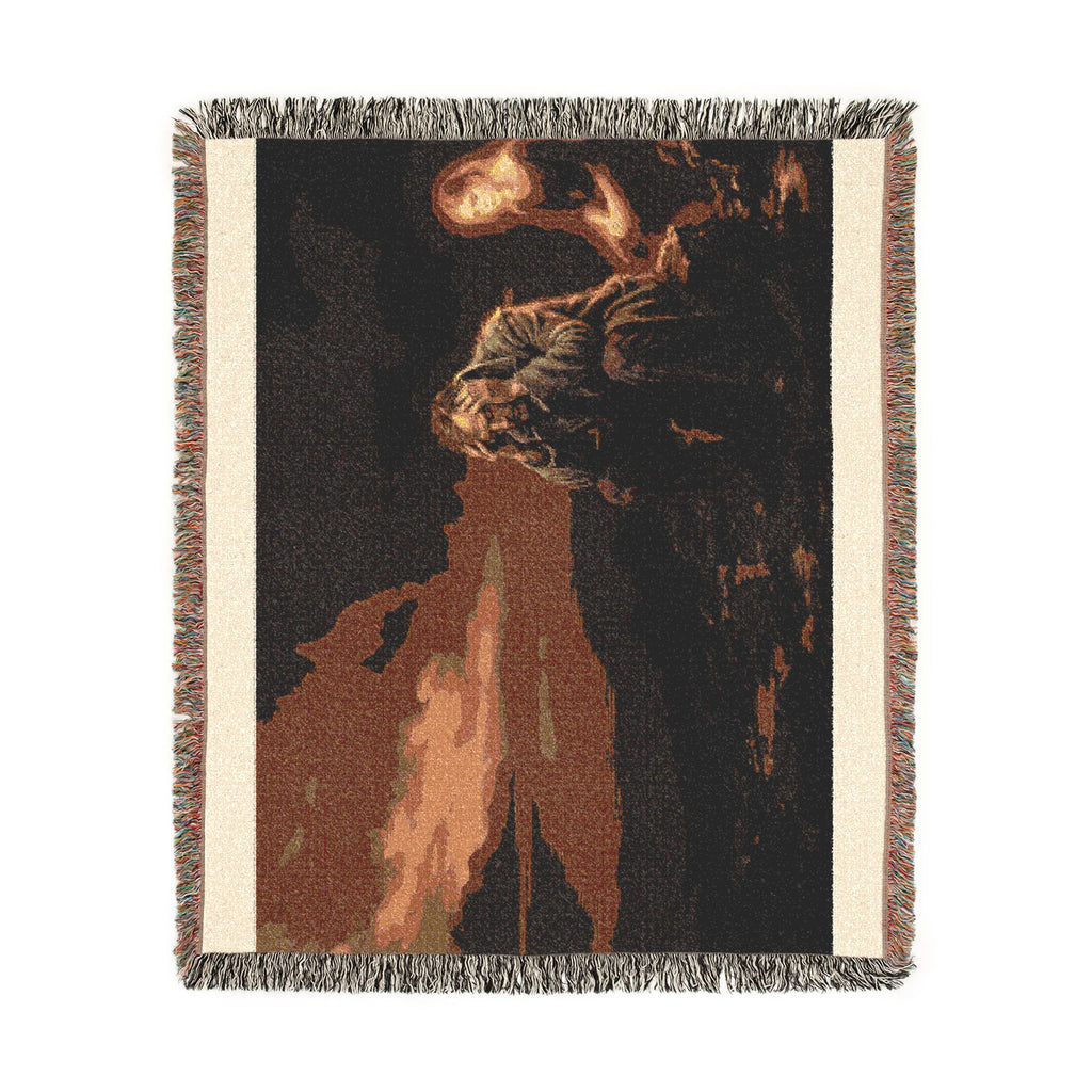 Mystic Night Woven Blanket — Surreal Moonlit Landscape Throw