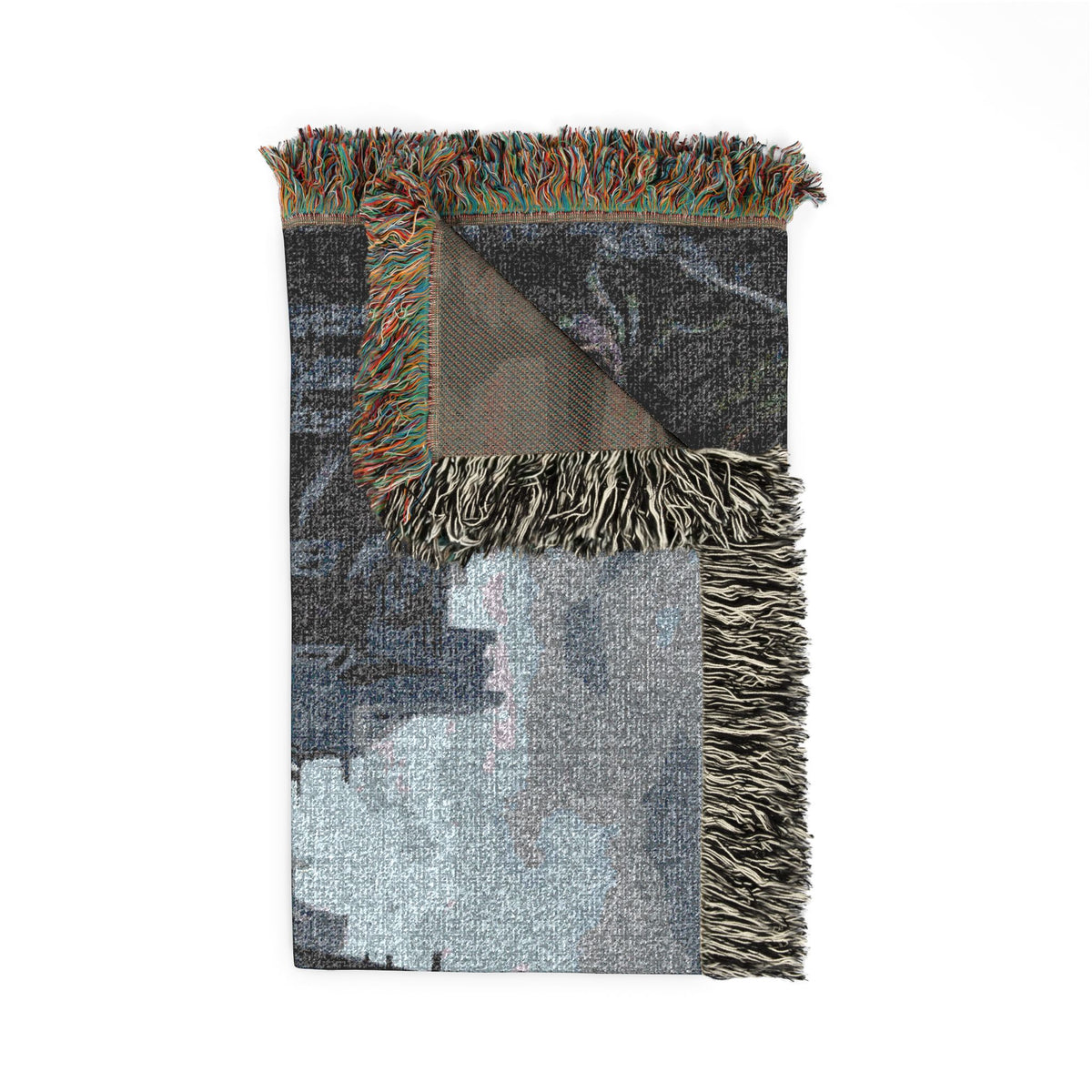 Lantern-Lit Streets Woven Blanket — Hooded Wanderer Medieval Night Throw