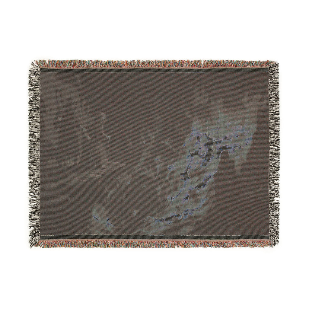 Fire and Smoke Woven Blanket — Dramatic Abstract Fireplace Throw