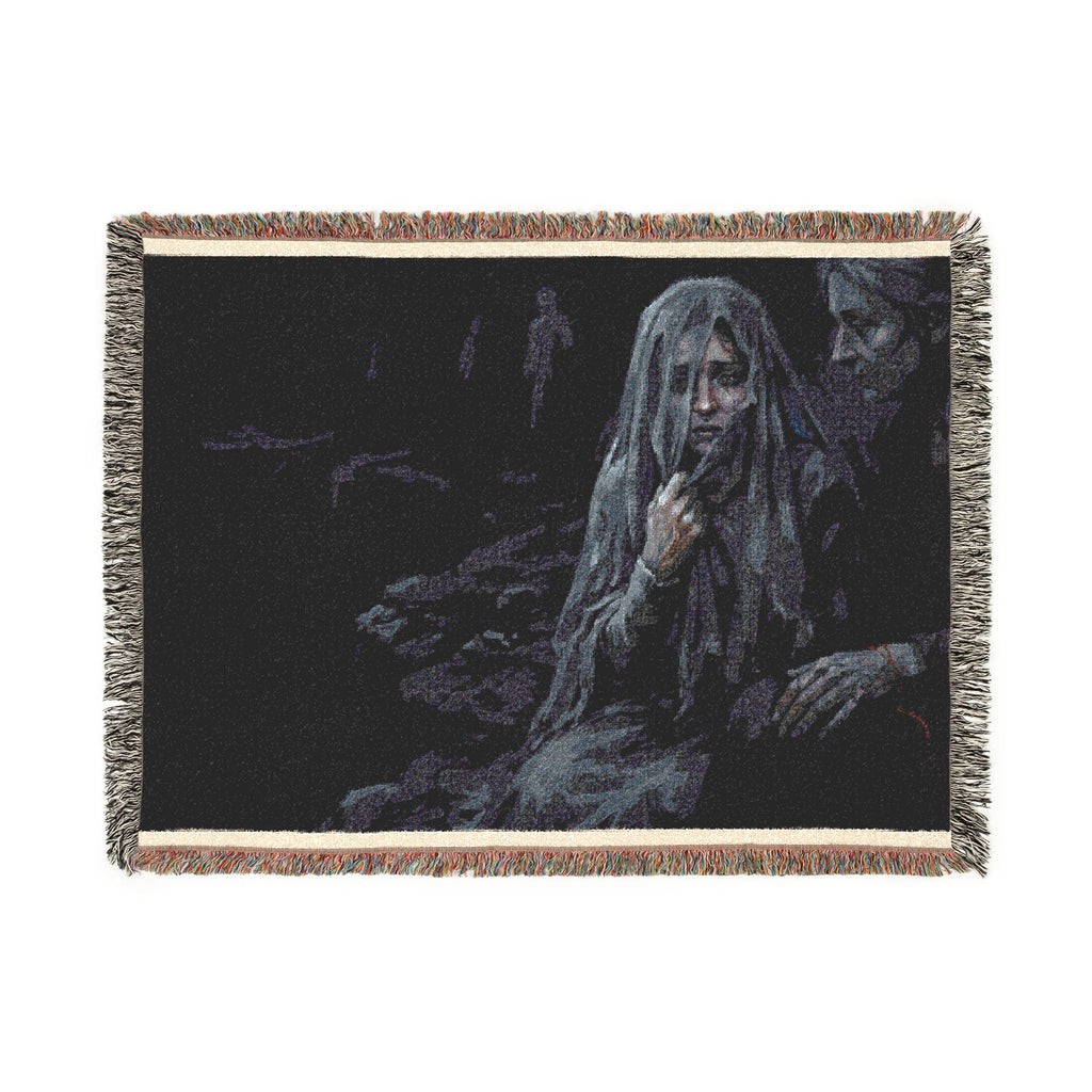 Haunting Woman Tapestry Blanket – Gothic Woven Throw for Dark Home Decor