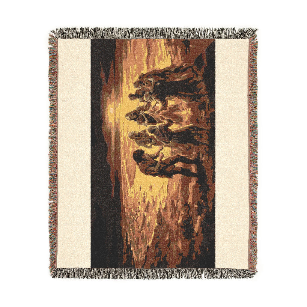 Nativity Scene Woven Blanket - Rustic Christmas Throw