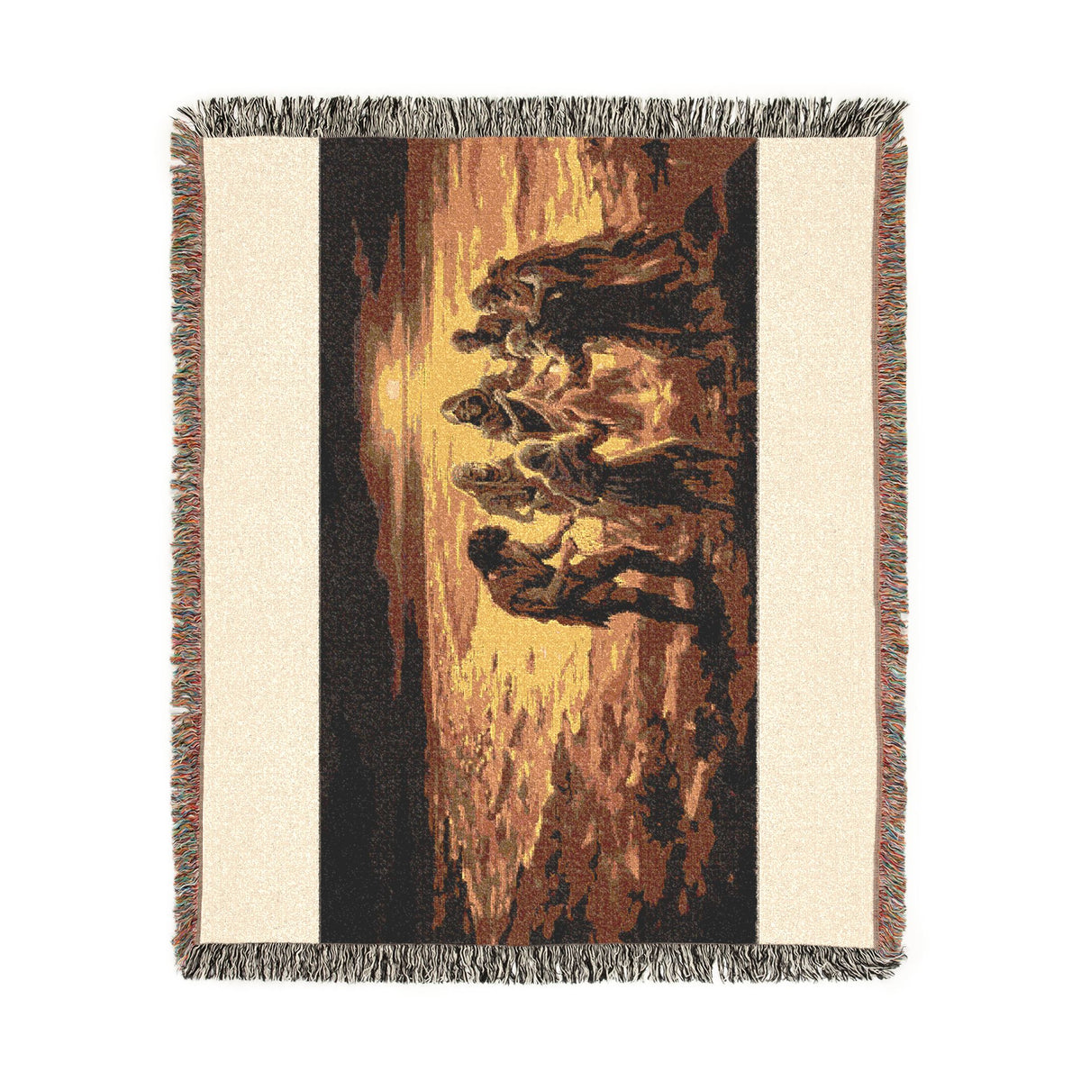 Nativity Scene Woven Blanket - Rustic Christmas Throw
