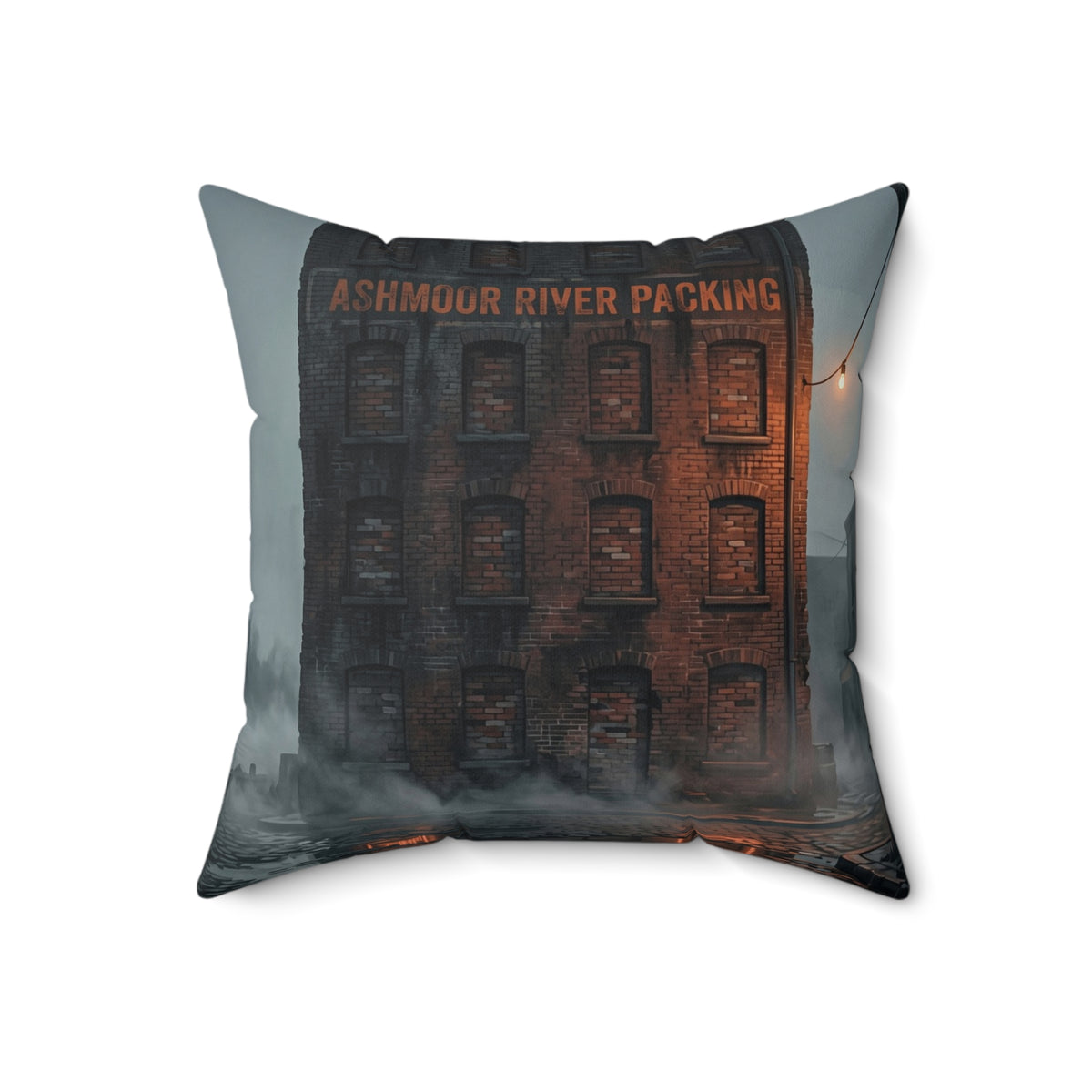 Ashmoor River Packing Throw Pillow - Gothic Industrial Accent Cushion
