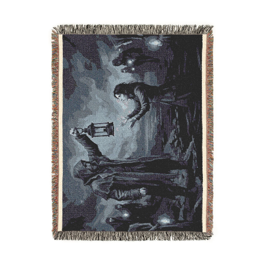 Lantern Light Woven Blanket — Gothic Reaching Hands Occult Throw