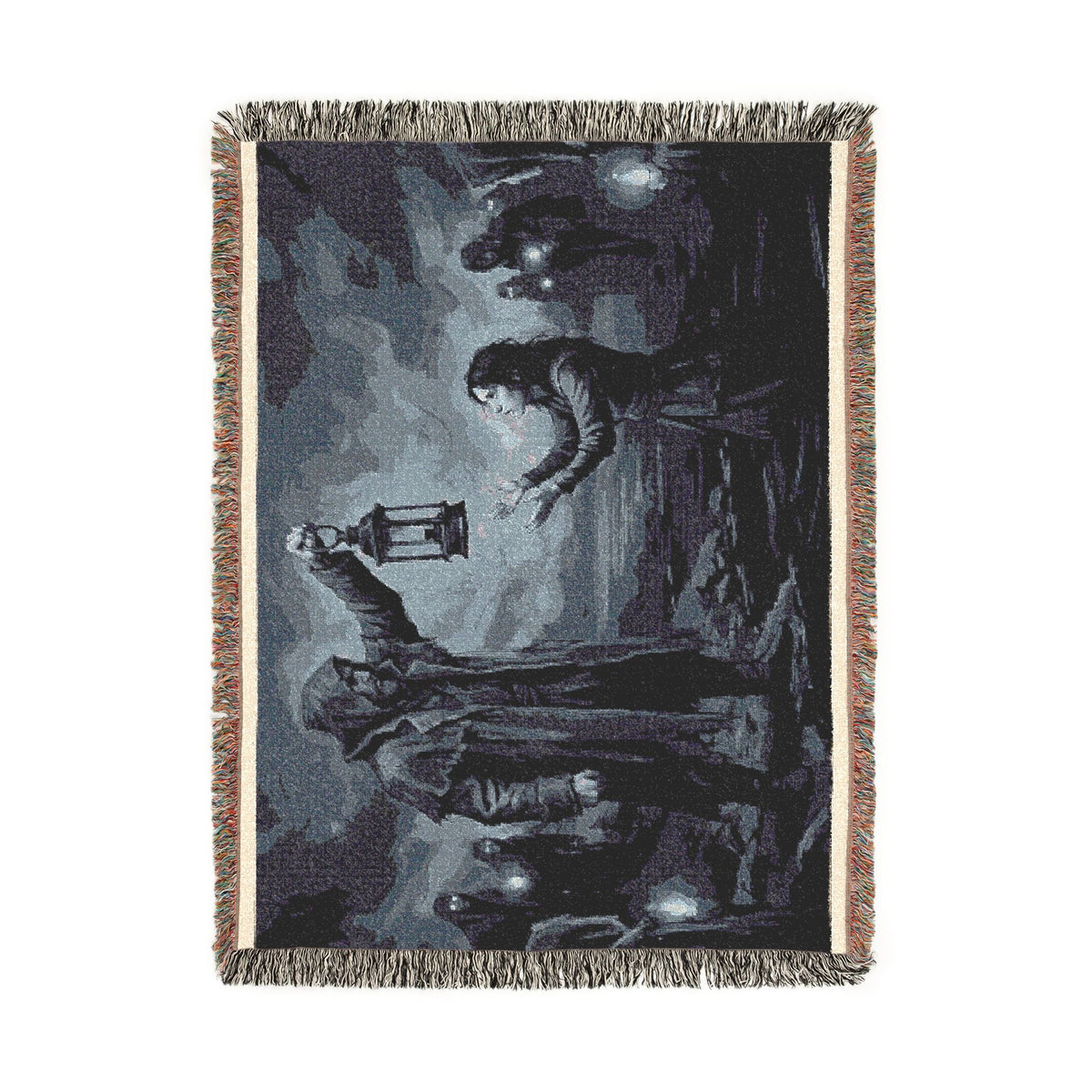 Lantern Light Woven Blanket — Gothic Reaching Hands Occult Throw