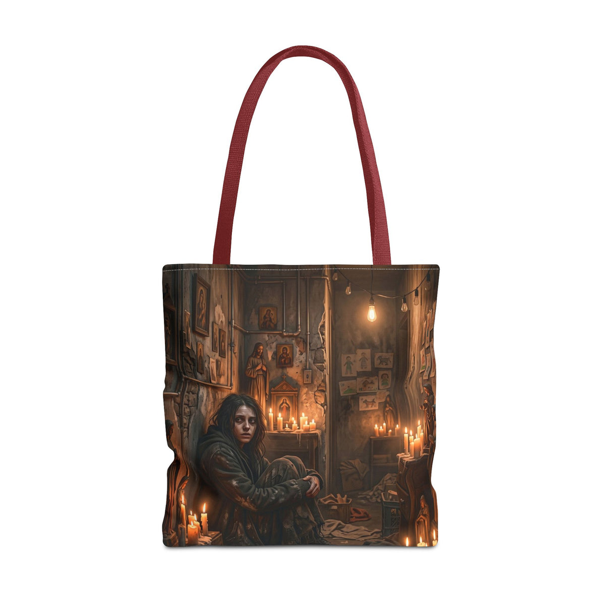 Candlelit Vigil Tote Bag - Gothic Shrine Dark Romance Book Bag