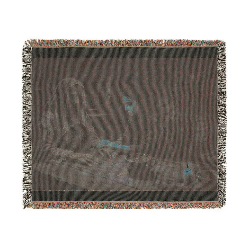Shadowed Candlelight Woven Blanket — Witchy Occult Throw