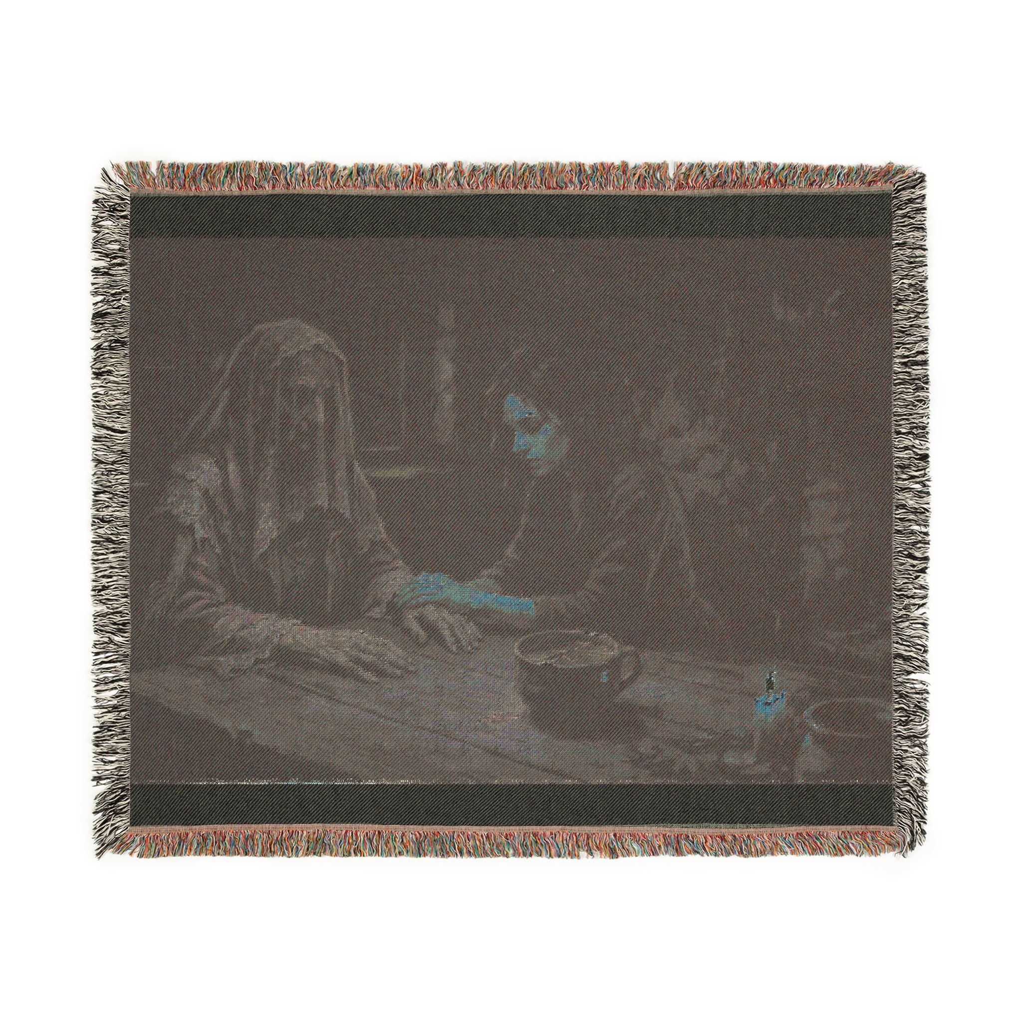 Shadowed Candlelight Woven Blanket — Witchy Occult Throw