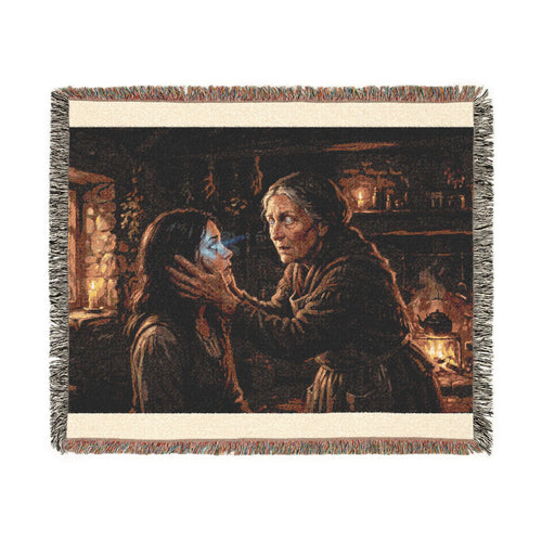 Candlelit Study Woven Blanket — Gothic Occult Reading Throw
