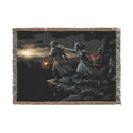 Grim Reaper Lantern Woven Blanket — Gothic Dark Fantasy Throw