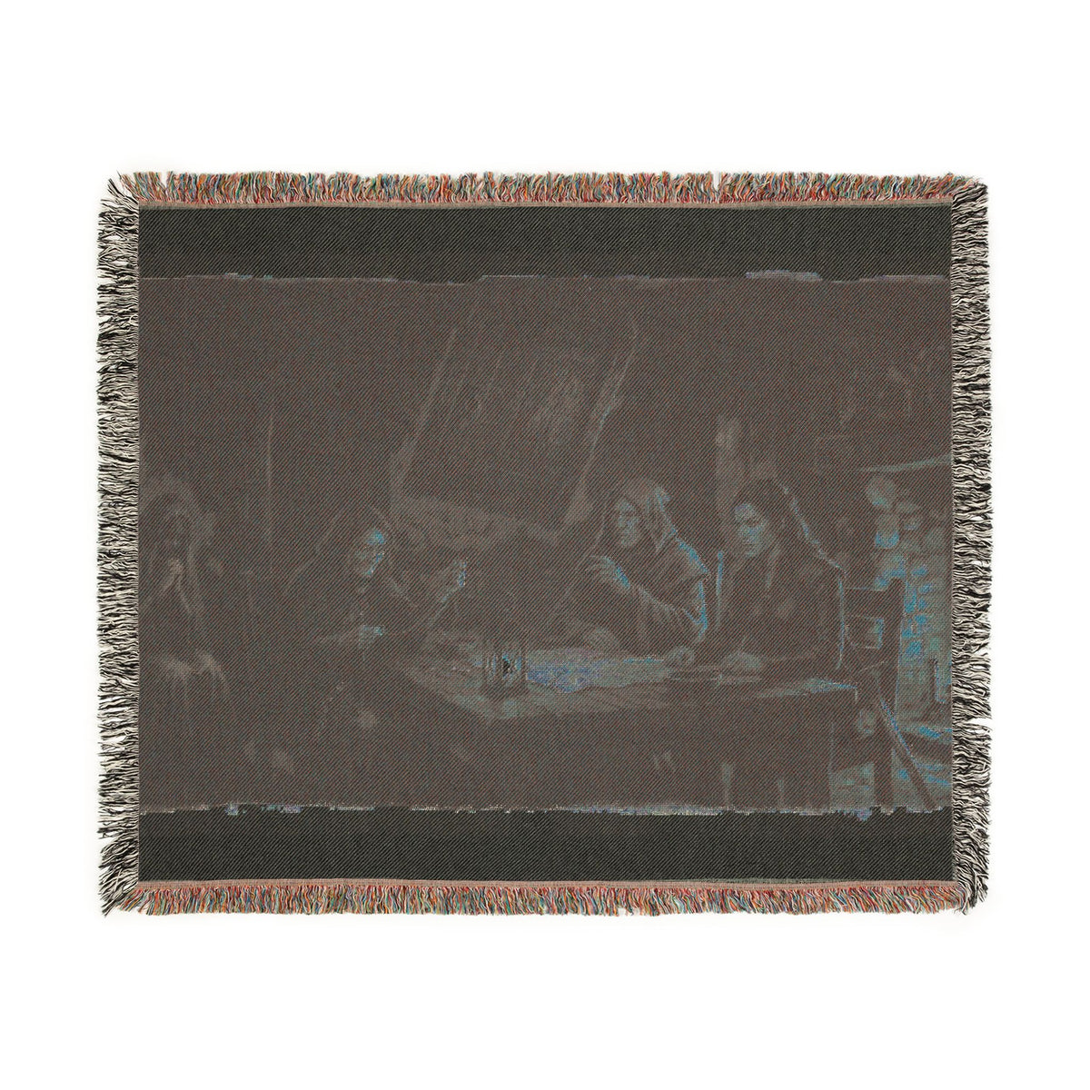 Firelit Reading Woven Blanket — Rustic Cabin Vintage Throw