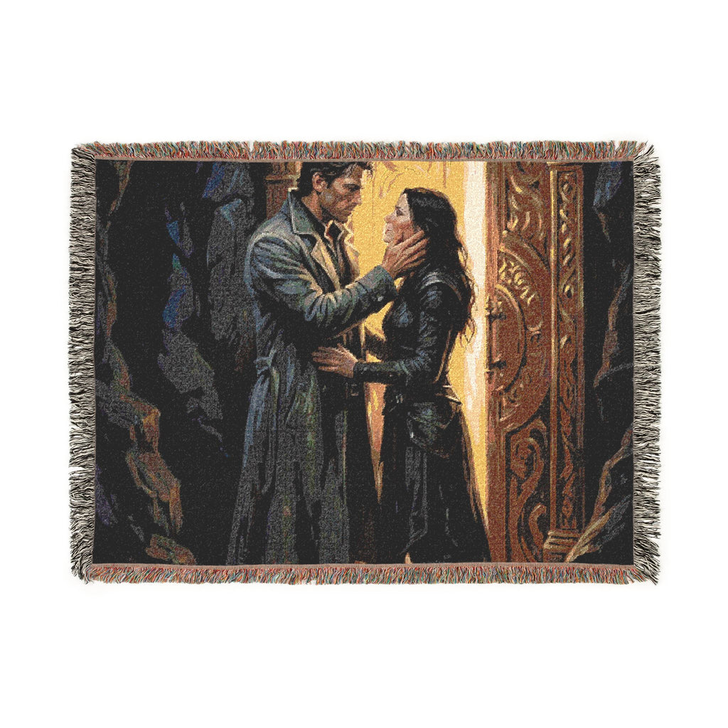 Romantic Medieval Couple Woven Blanket – Cozy Castle-Inspired Throw for Fans of Historical Romance