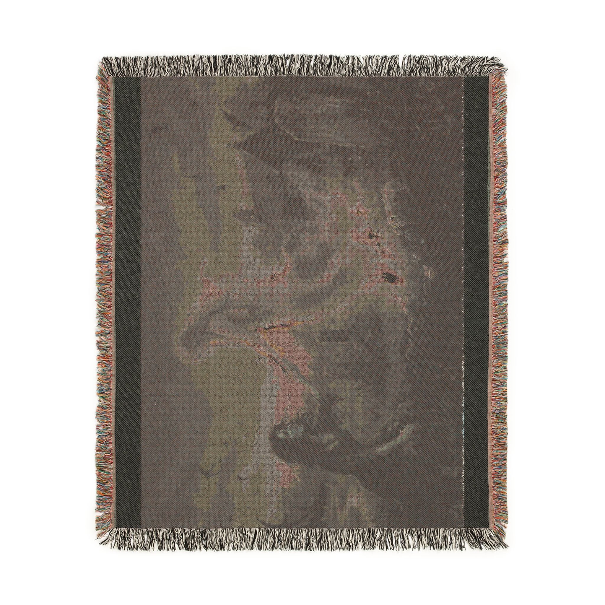 Gothic Angel & Mourner Woven Blanket — Haunted Night Throw