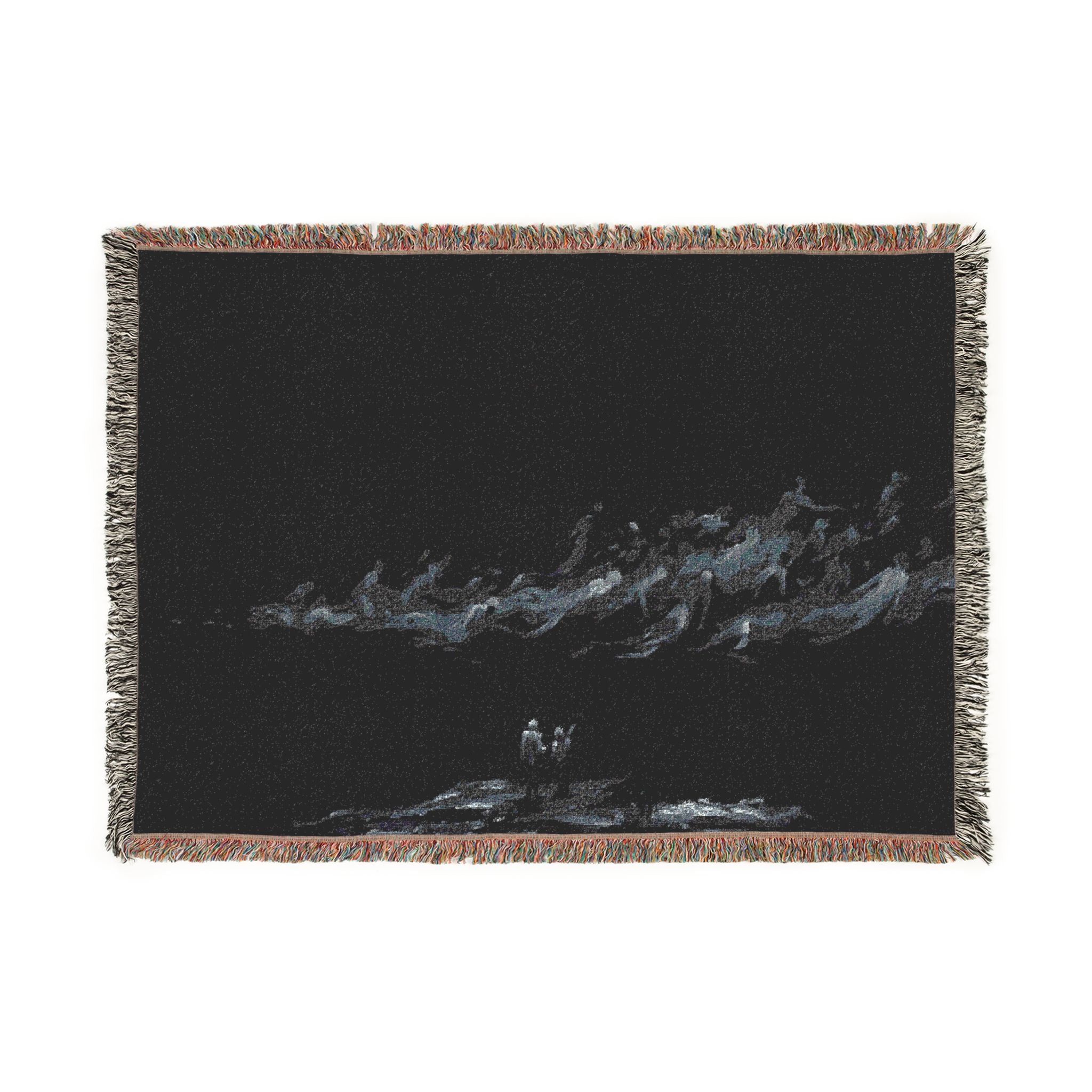 Woven Blanket - Subtle Night Sky Throw with Wispy Cloud Design