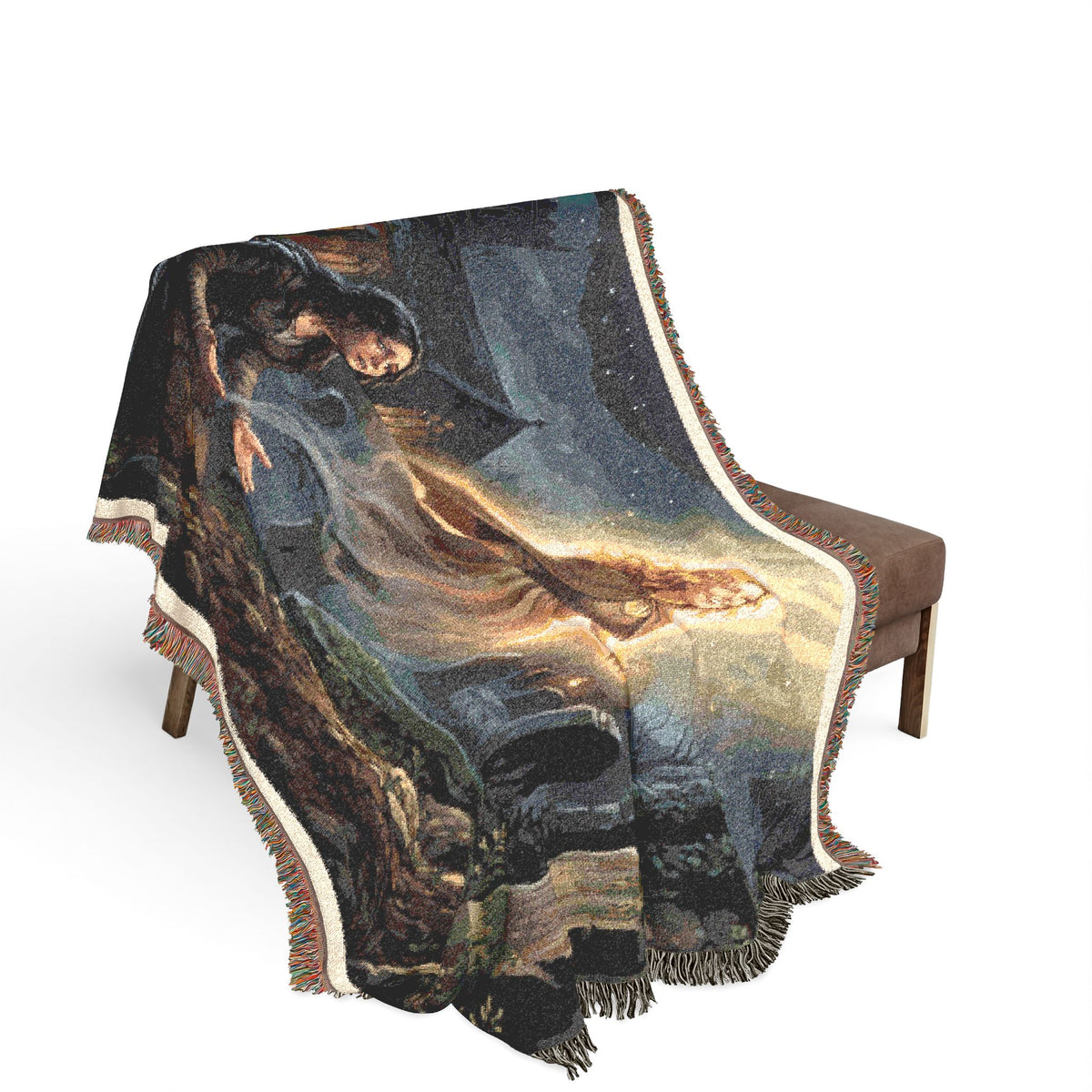 Ghostly Reunion Woven Blanket — Gothic Angel & Graveyard Throw