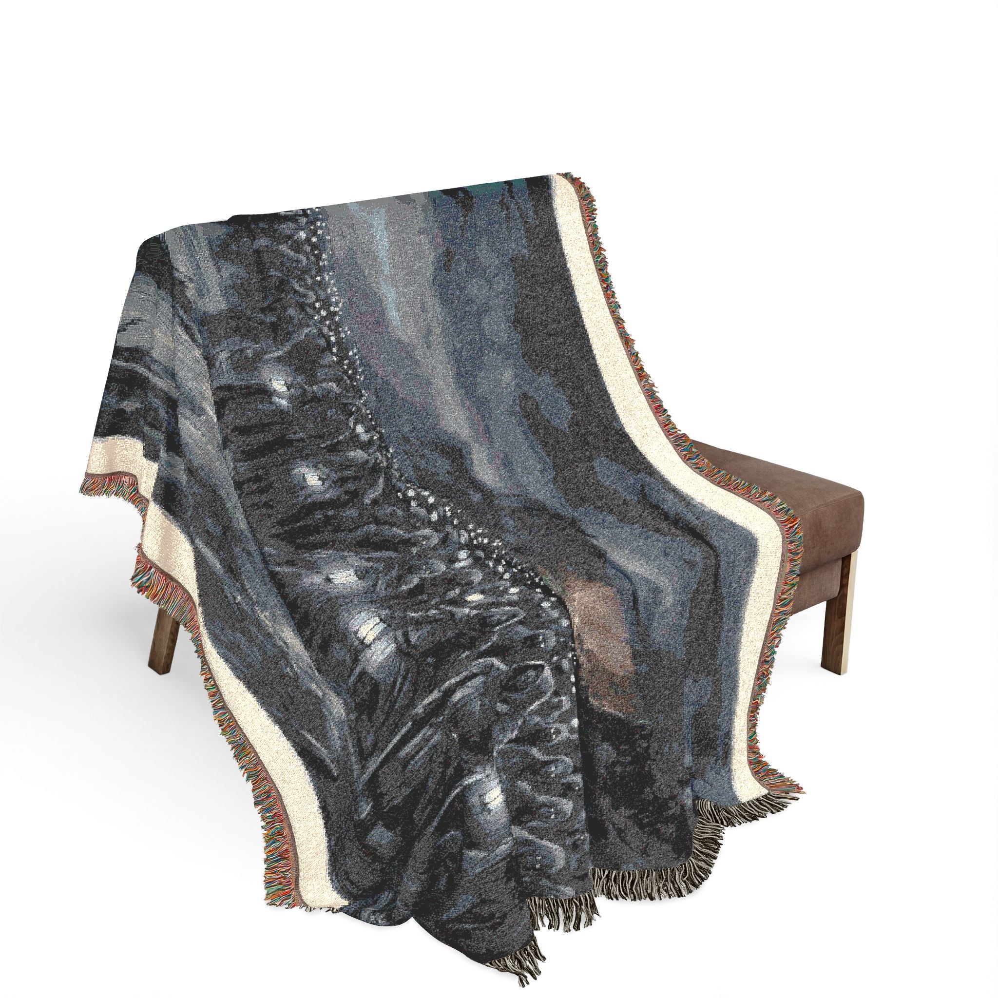 Lantern-Lit Coastal Woven Blanket — Gothic Shore Night Throw