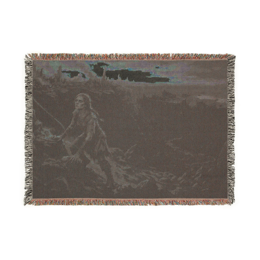Viking Fisherman Woven Blanket – Norse Coastal Landscape Throw