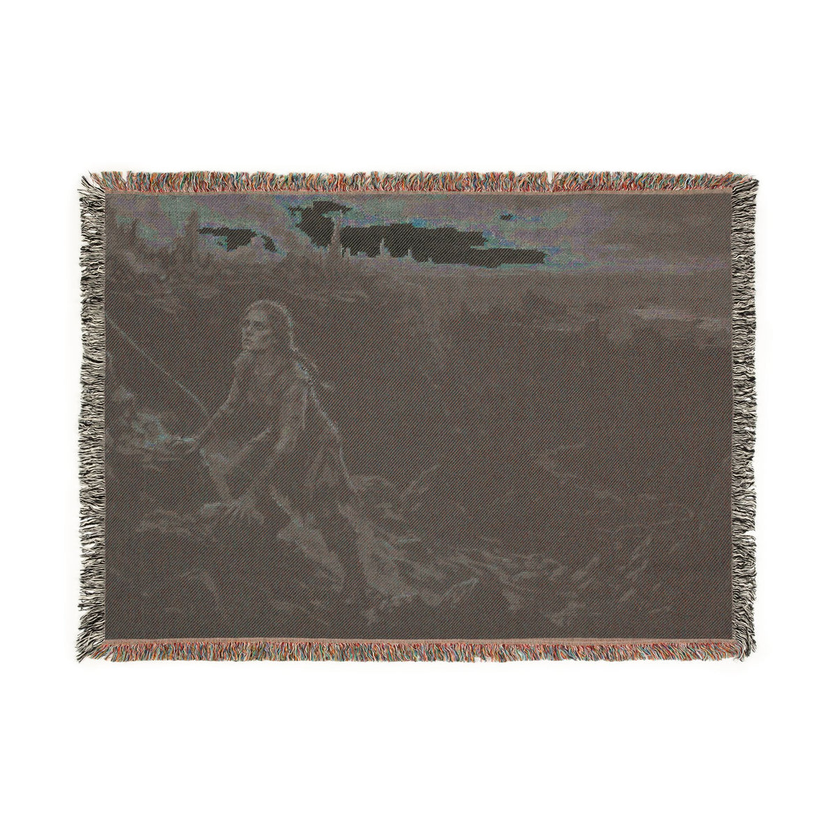 Viking Fisherman Woven Blanket – Norse Coastal Landscape Throw
