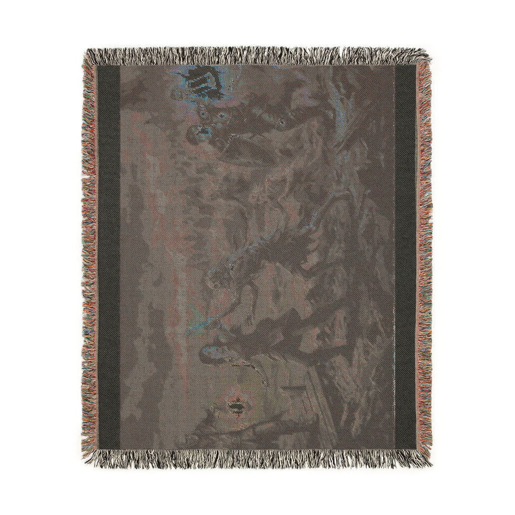 Torchlit Shore Woven Blanket — Misty Night Figures Gothic Throw