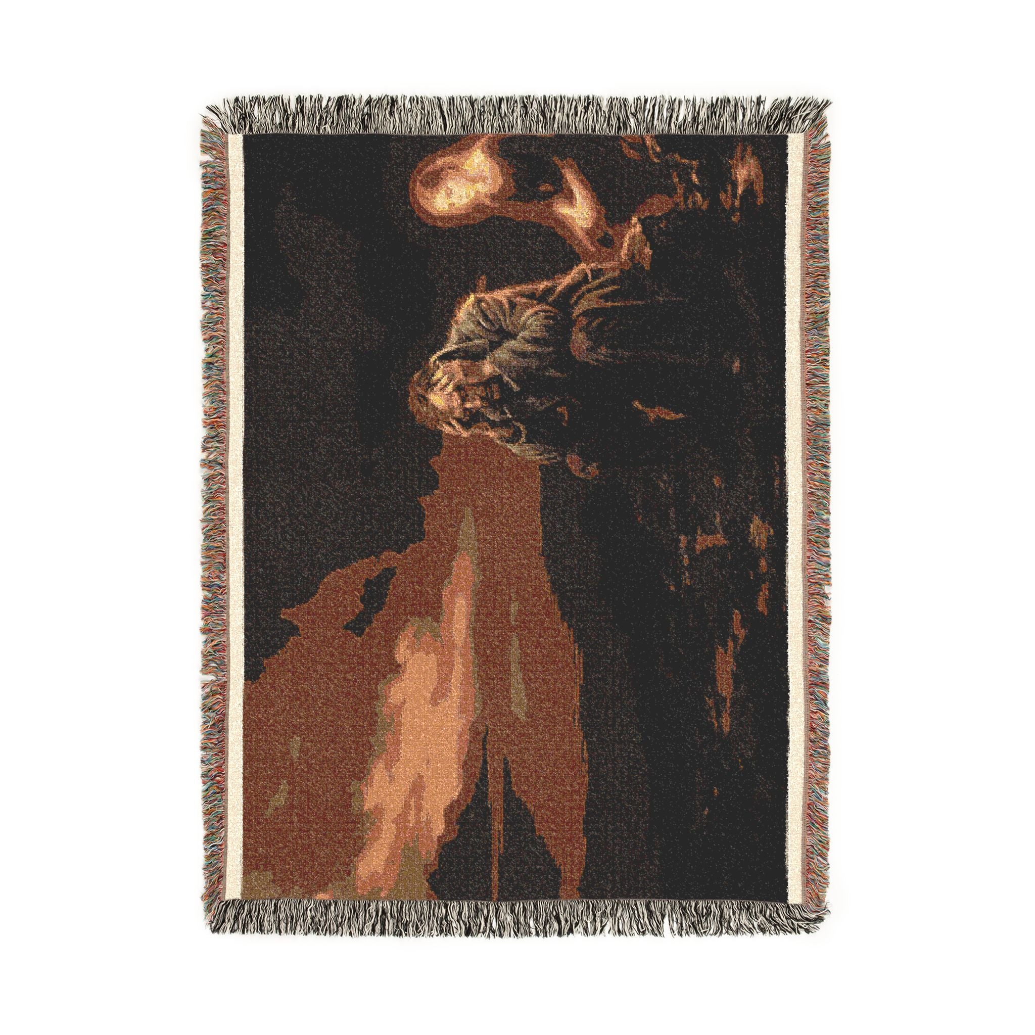 Mystic Night Woven Blanket — Surreal Moonlit Landscape Throw