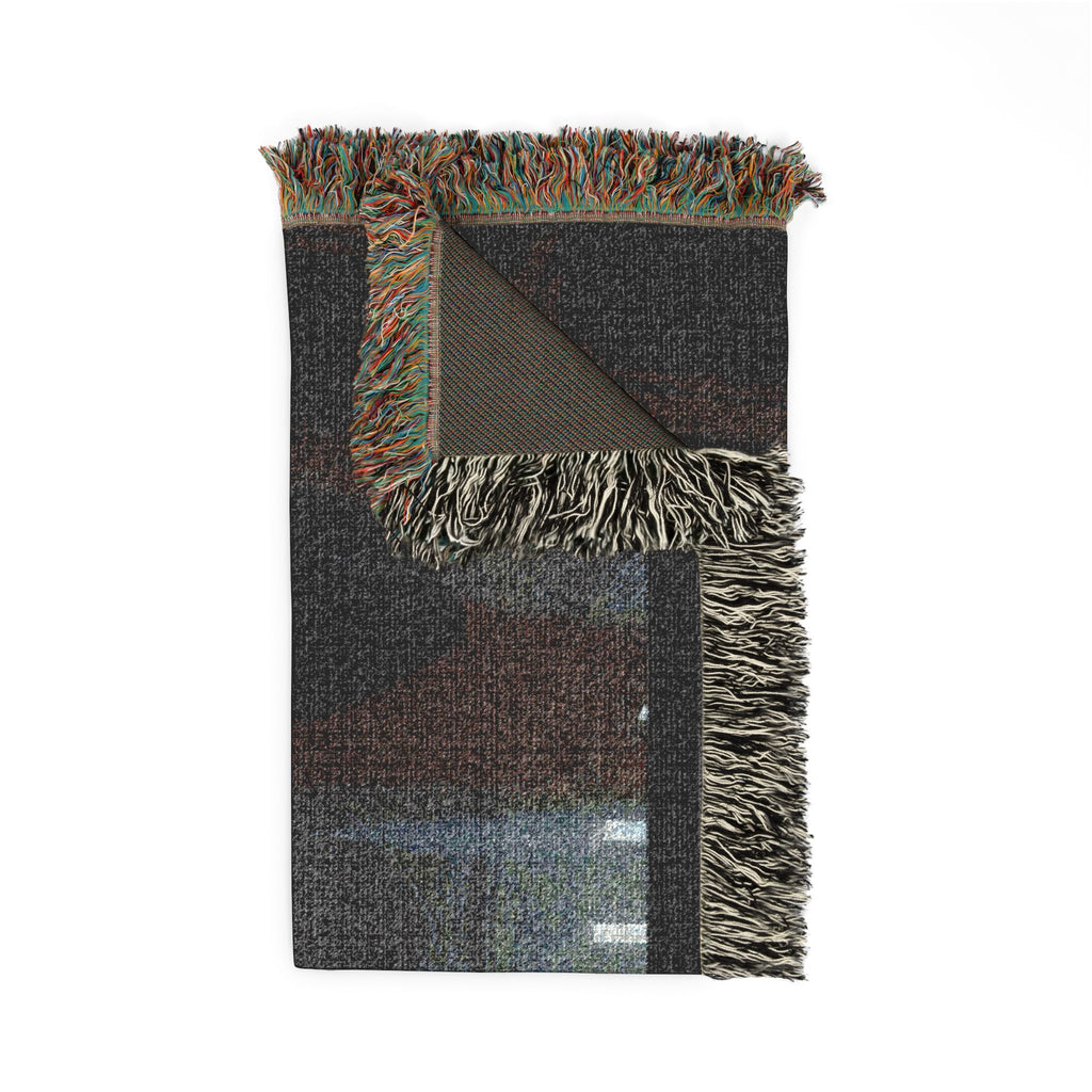 Gothic Cathedral Scene Woven Blanket — Moody Dark Interior Throw
