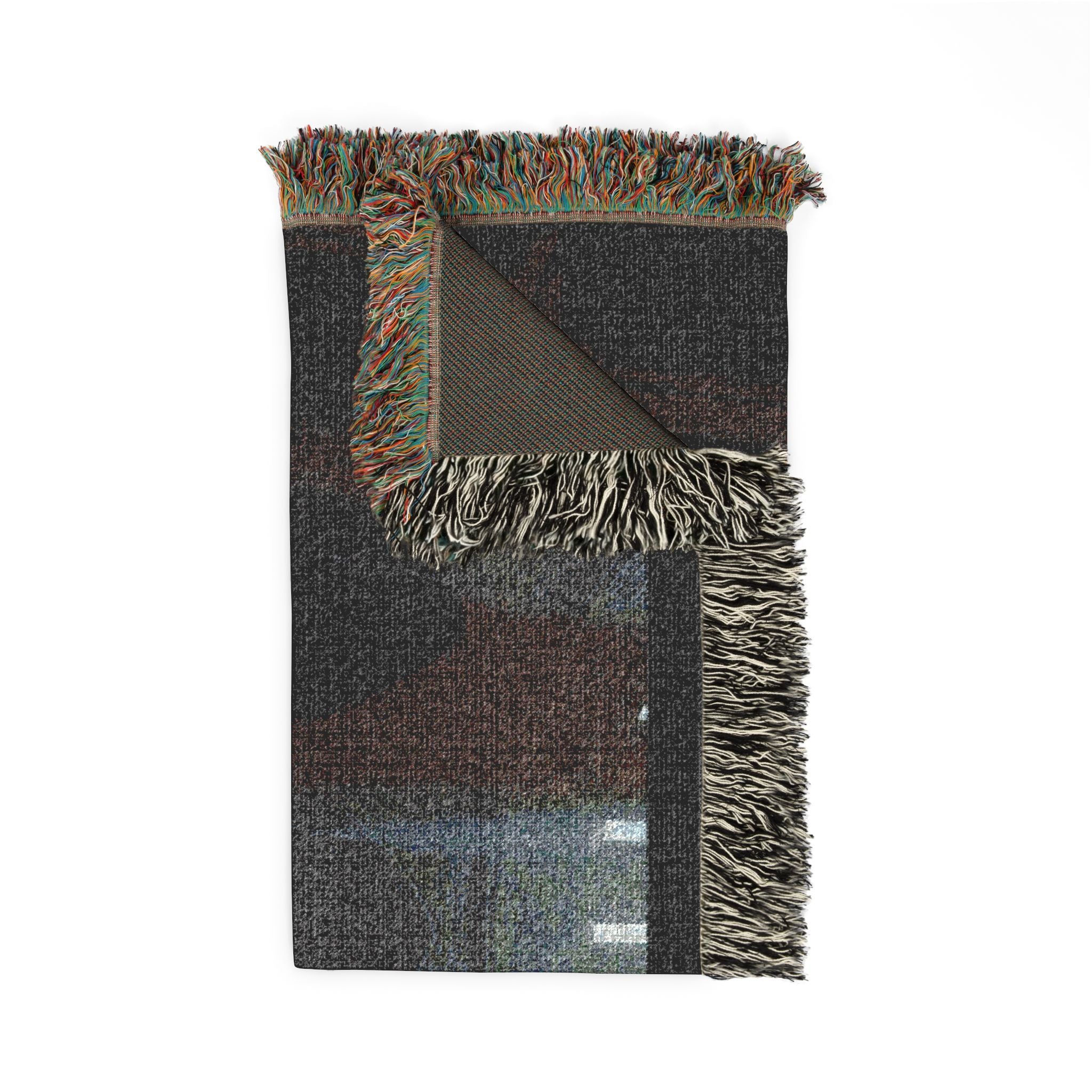Gothic Cathedral Scene Woven Blanket — Moody Dark Interior Throw