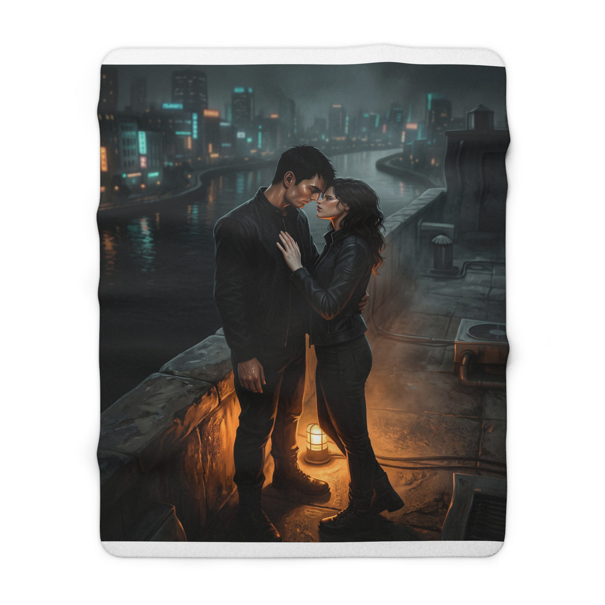Rooftop Vow Sherpa Fleece Blanket - Dark Fantasy Romance Lovers Throw