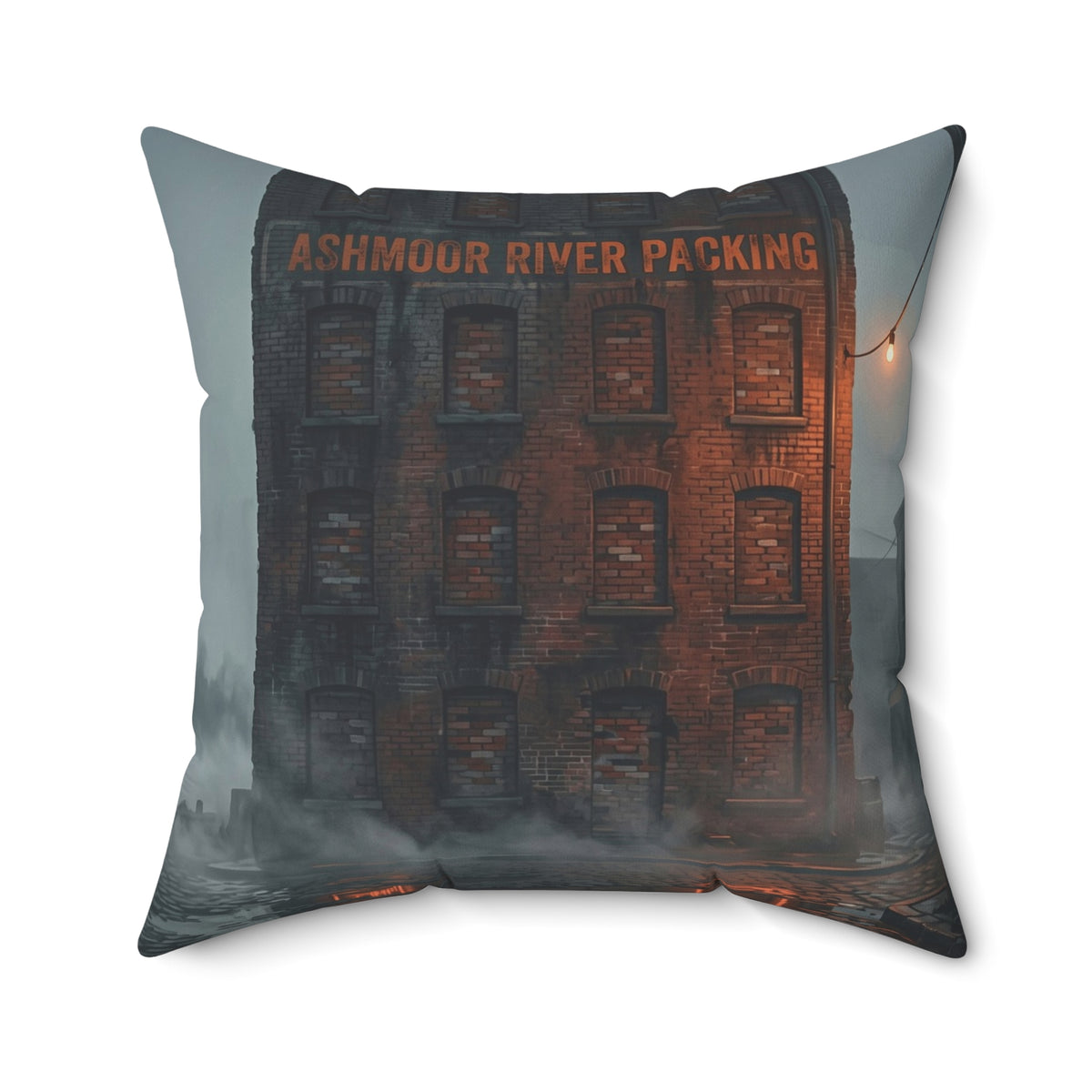Ashmoor River Packing Throw Pillow - Gothic Industrial Accent Cushion