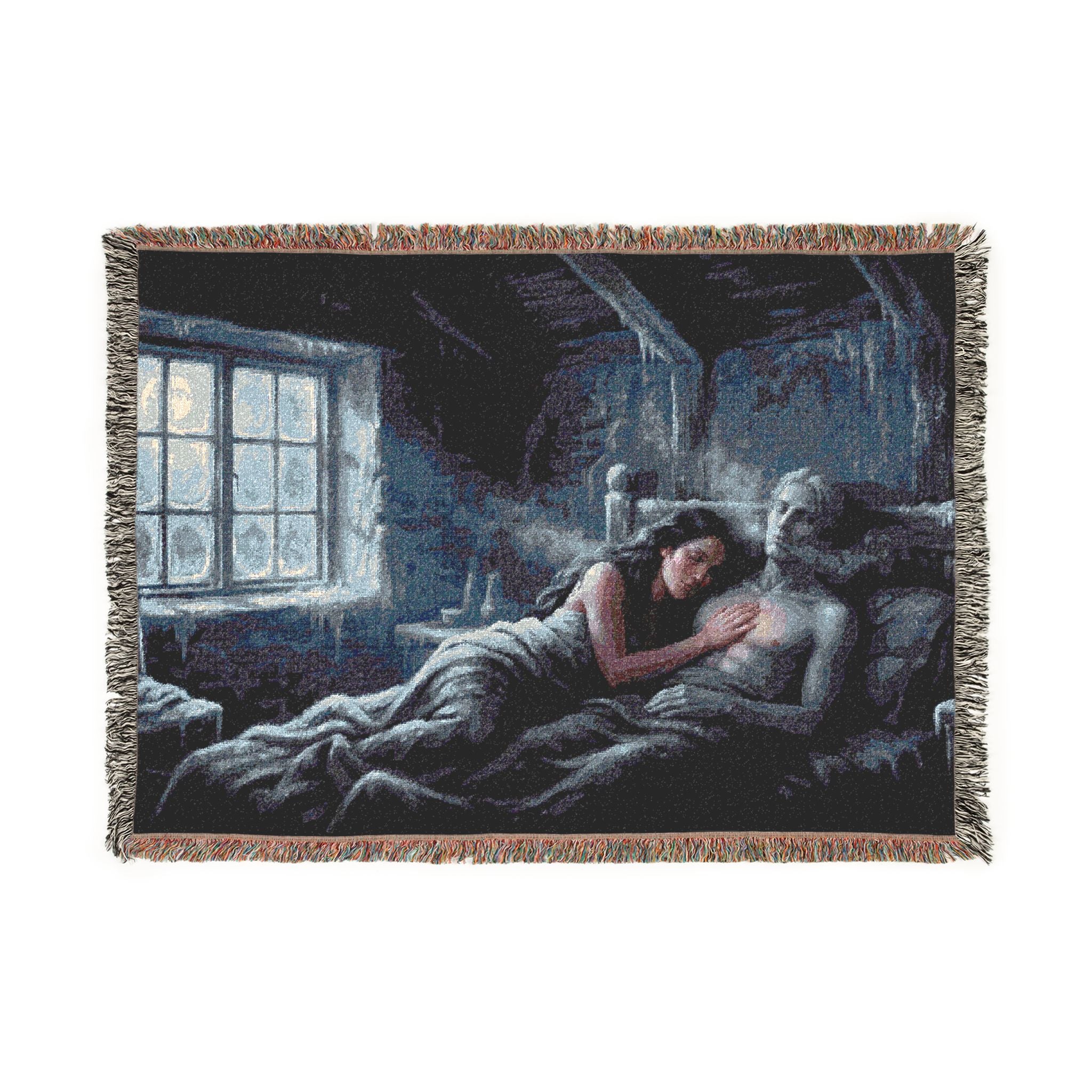 Moonlit Room Woven Blanket — Romantic Cottagecore Interior Throw