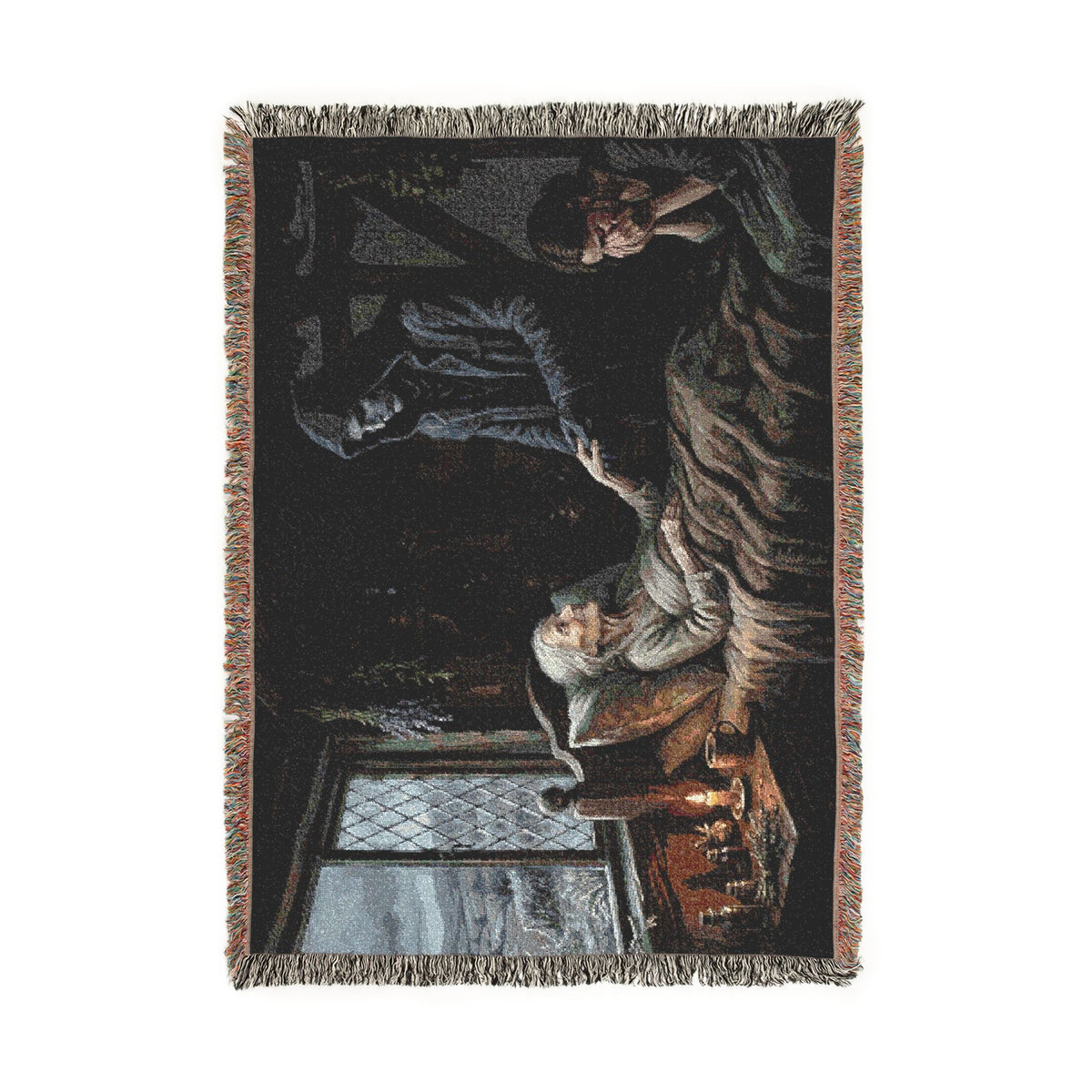 Candlelit Victorian Woven Blanket — Gothic Literary Throw