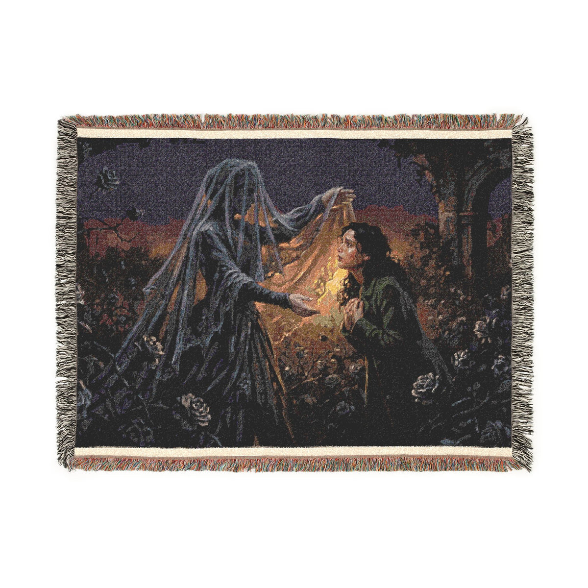 Gothic Lantern Ghost Woven Blanket