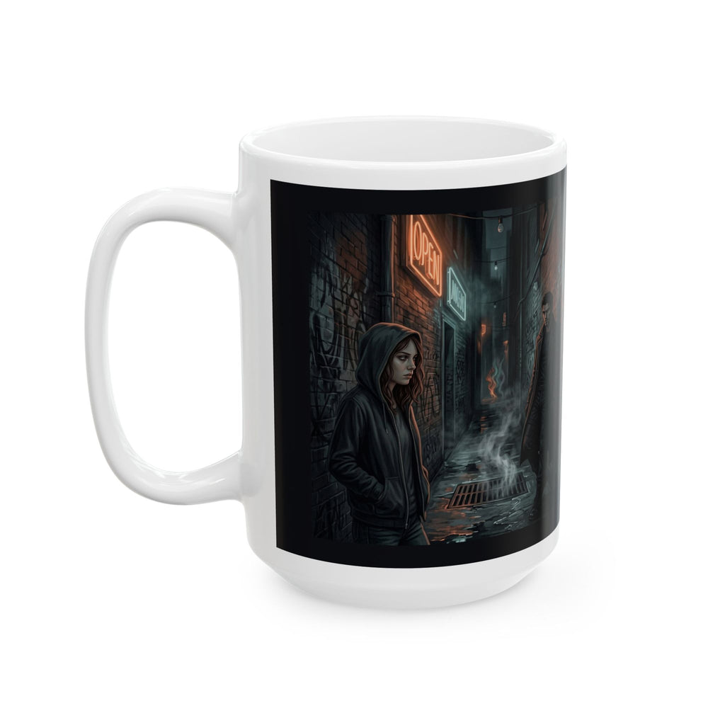 The Hunters Alley Ceramic Mug - Neon Noir Dark Romance Coffee Cup