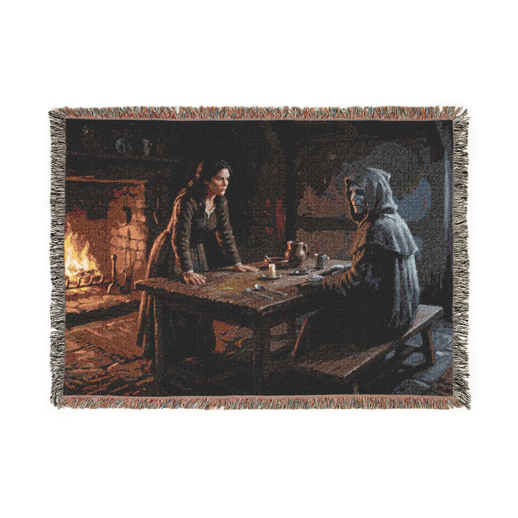 Hearthside Fantasy Woven Blanket — Renaissance Dark Cottage Throw