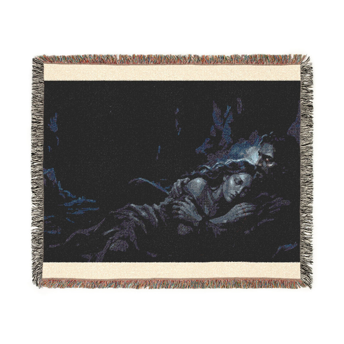 Moonlit Embrace Woven Blanket — Gothic Lovers Frostbound Night Throw