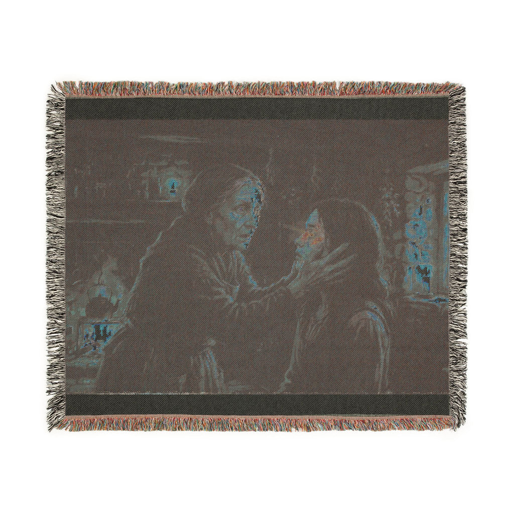 Candlelit Study Woven Blanket — Gothic Occult Reading Throw