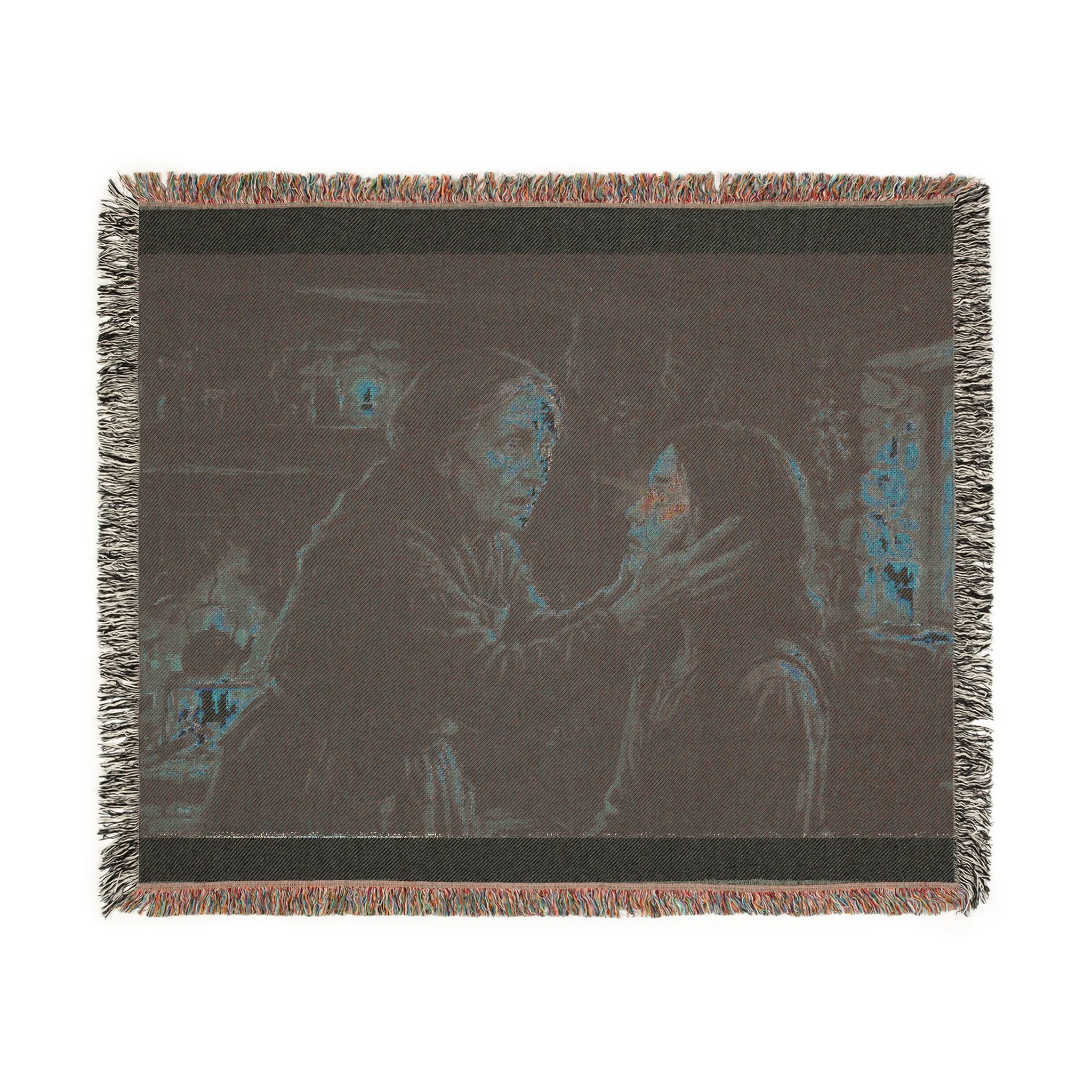 Candlelit Study Woven Blanket — Gothic Occult Reading Throw