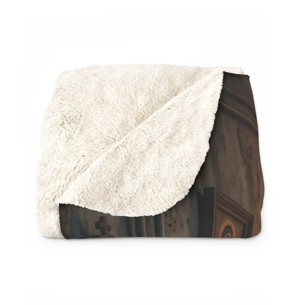 Candlelit Vigil Sherpa Fleece Blanket - Gothic Shrine Dark Romance Throw