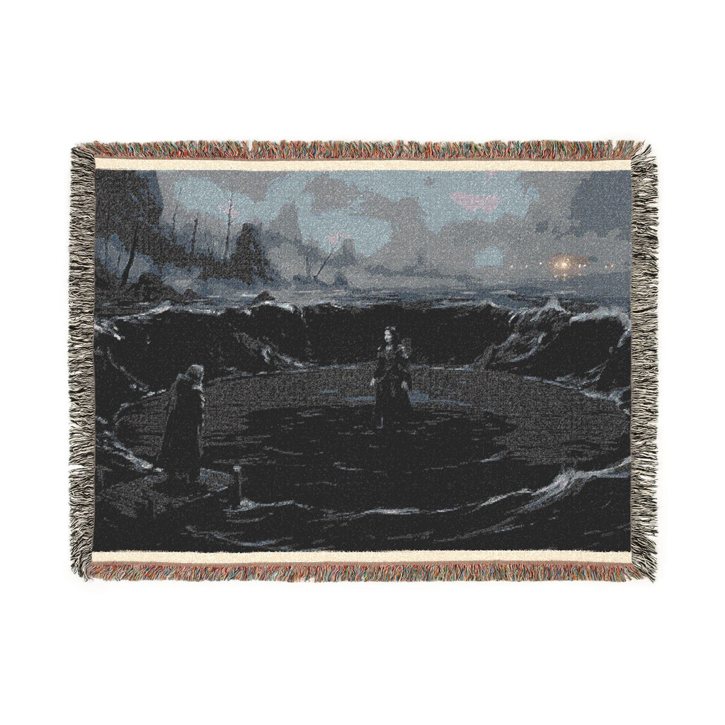 Ocean Night Woven Blanket — Moody Seascape Throw for Coastal Decor & Gift