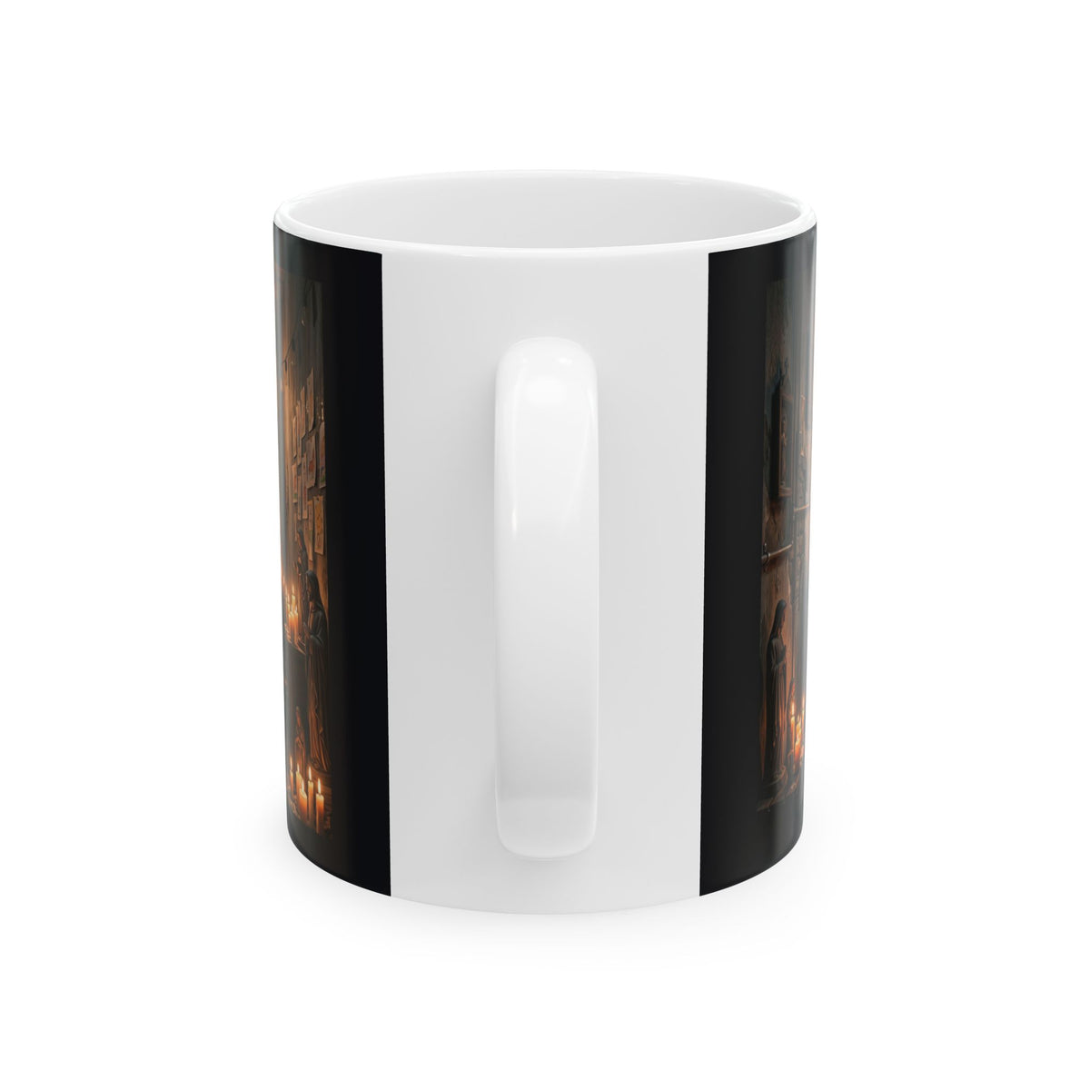 Candlelit Vigil Ceramic Mug - Gothic Shrine Dark Romance Coffee Cup