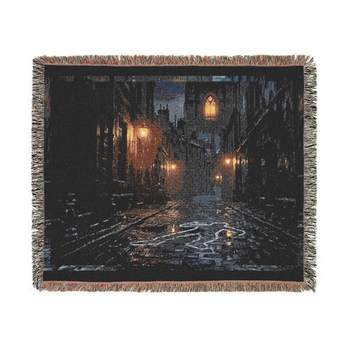 Candlelit Church Path Woven Blanket — Quiet Evening Prayer Throw