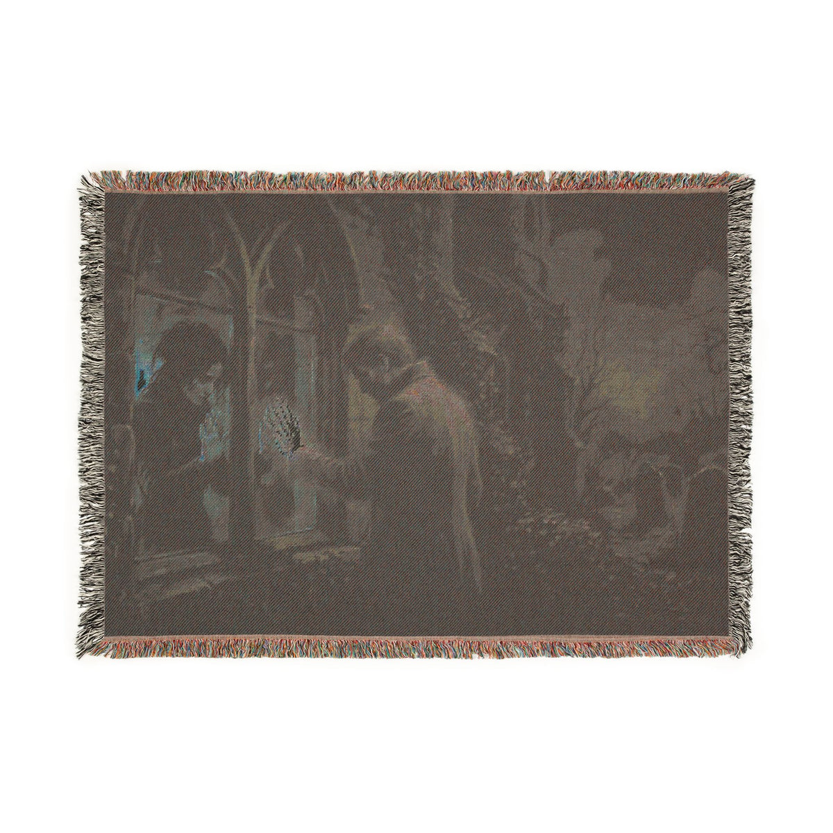 Gothic Cathedral Woven Blanket — Mystical Night Cloister Throw
