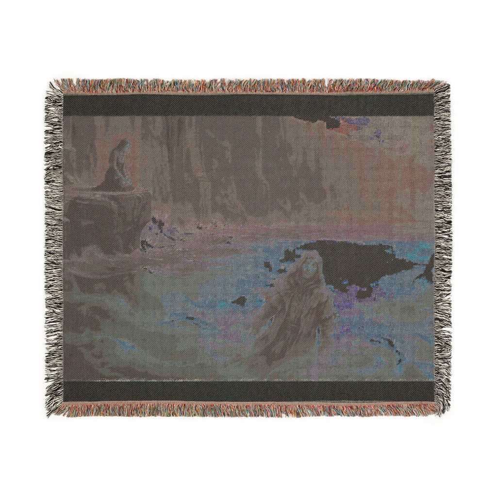 Mythic Sea Woven Blanket — Odin and Valkyrie Nordic Landscape Throw