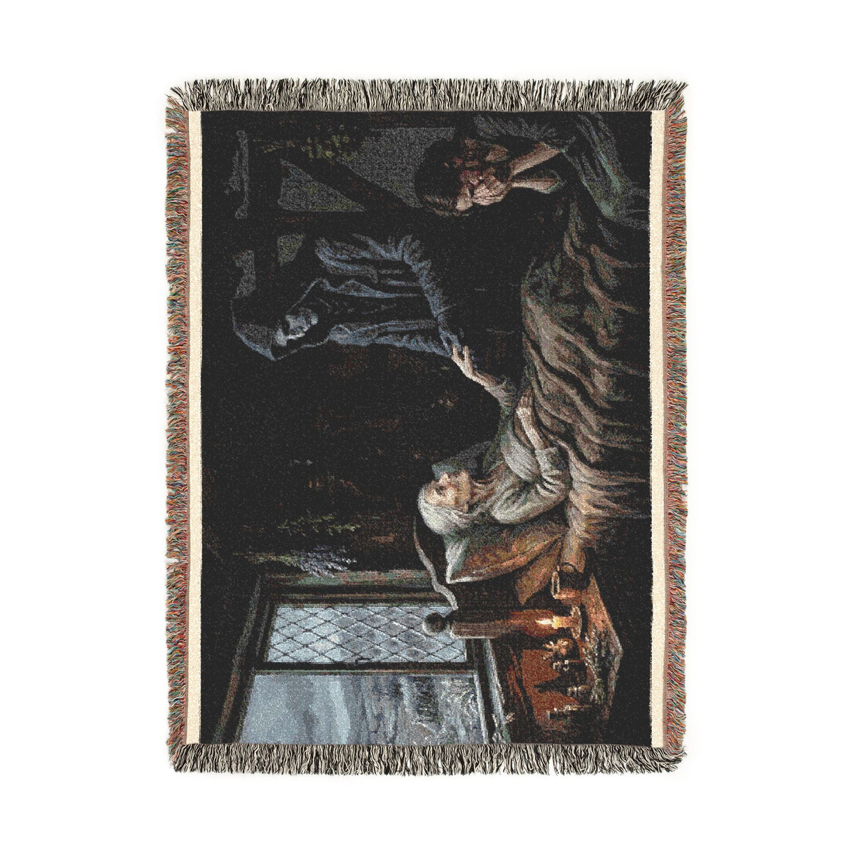 Candlelit Victorian Woven Blanket — Gothic Literary Throw