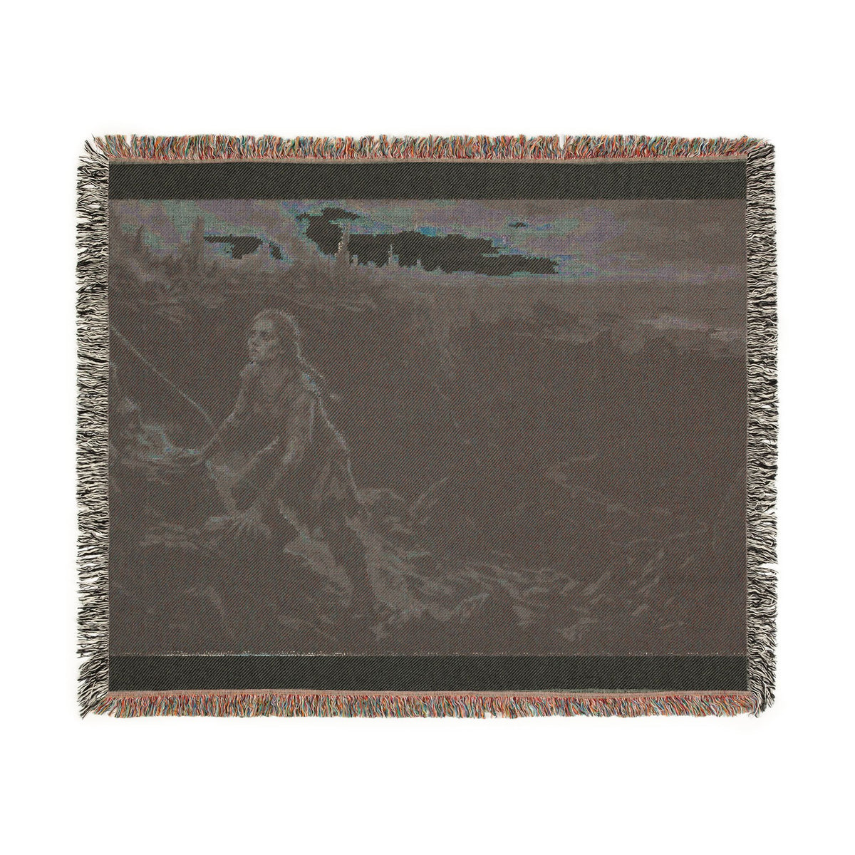 Viking Fisherman Woven Blanket – Norse Coastal Landscape Throw